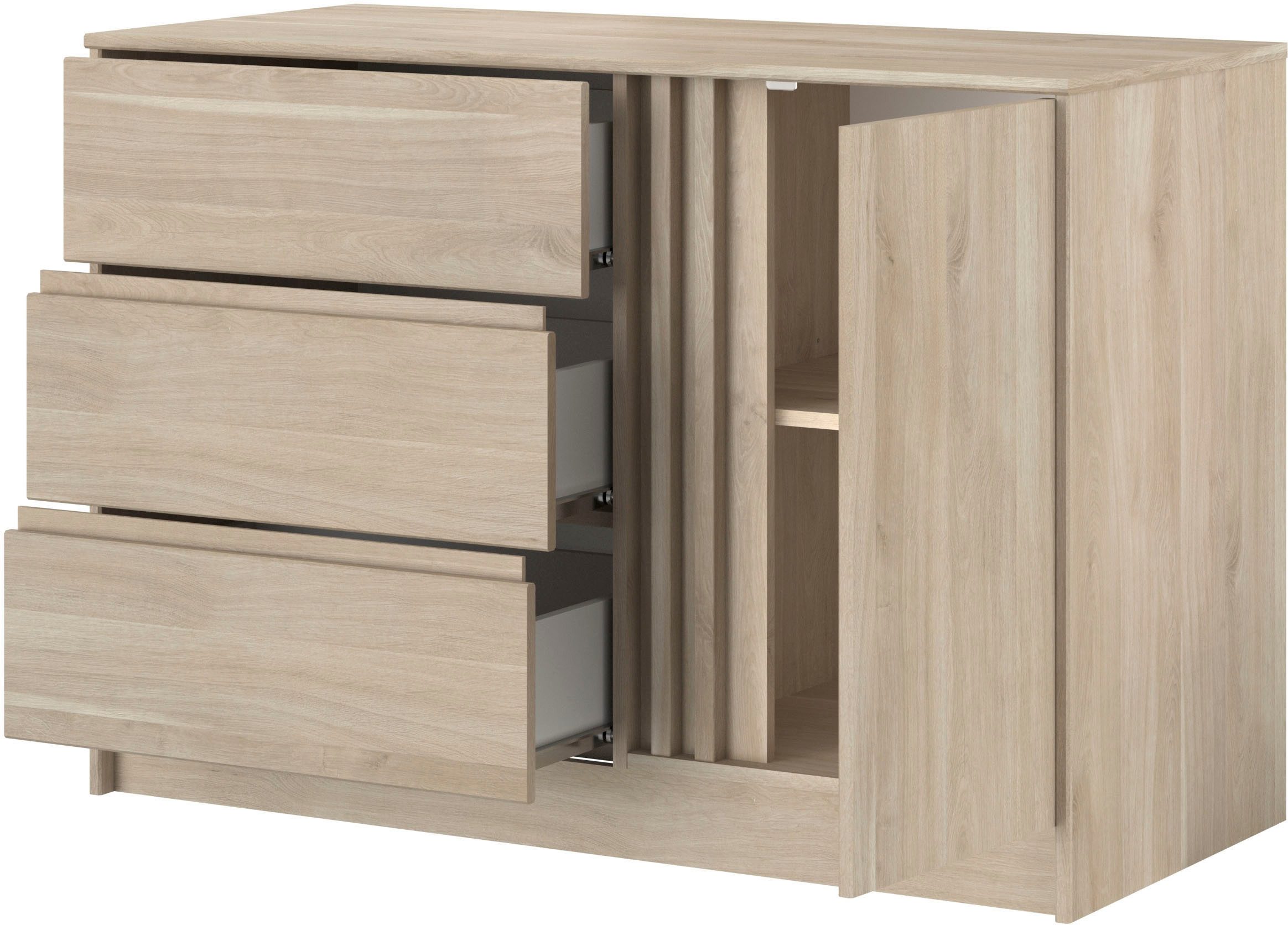 Parisot Slaapkamerserie veel opbergruimte, mooie uitstraling, inzetstukken in kast en commode draaibaar (4-delig)