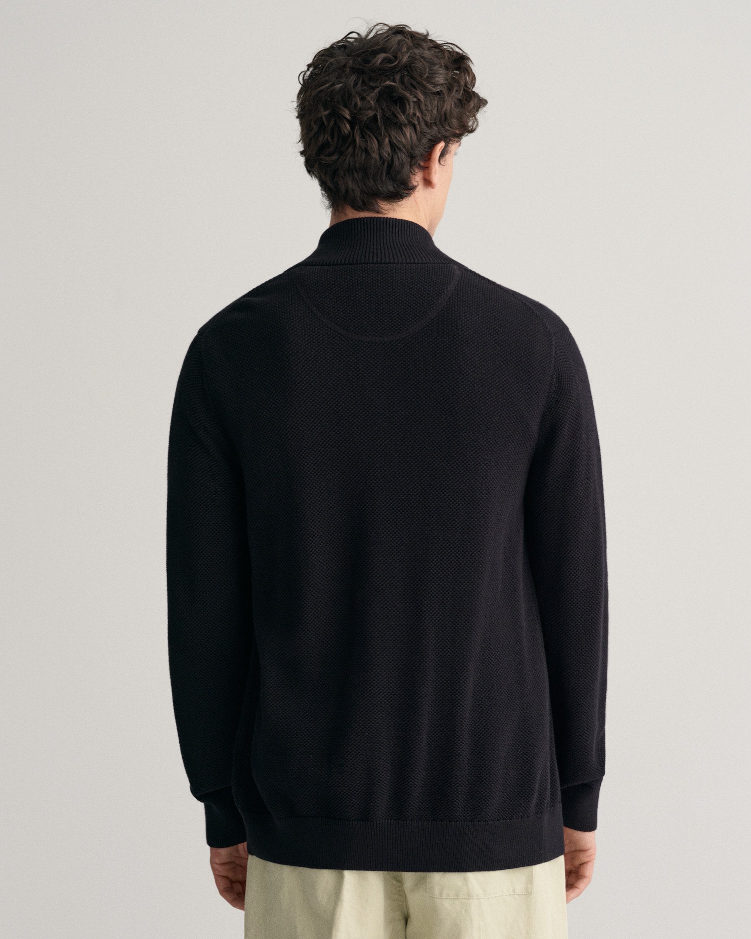 Gant Vest COTTON PIQUE ZIP CARDIGAN met logoborduursel op borsthoogte