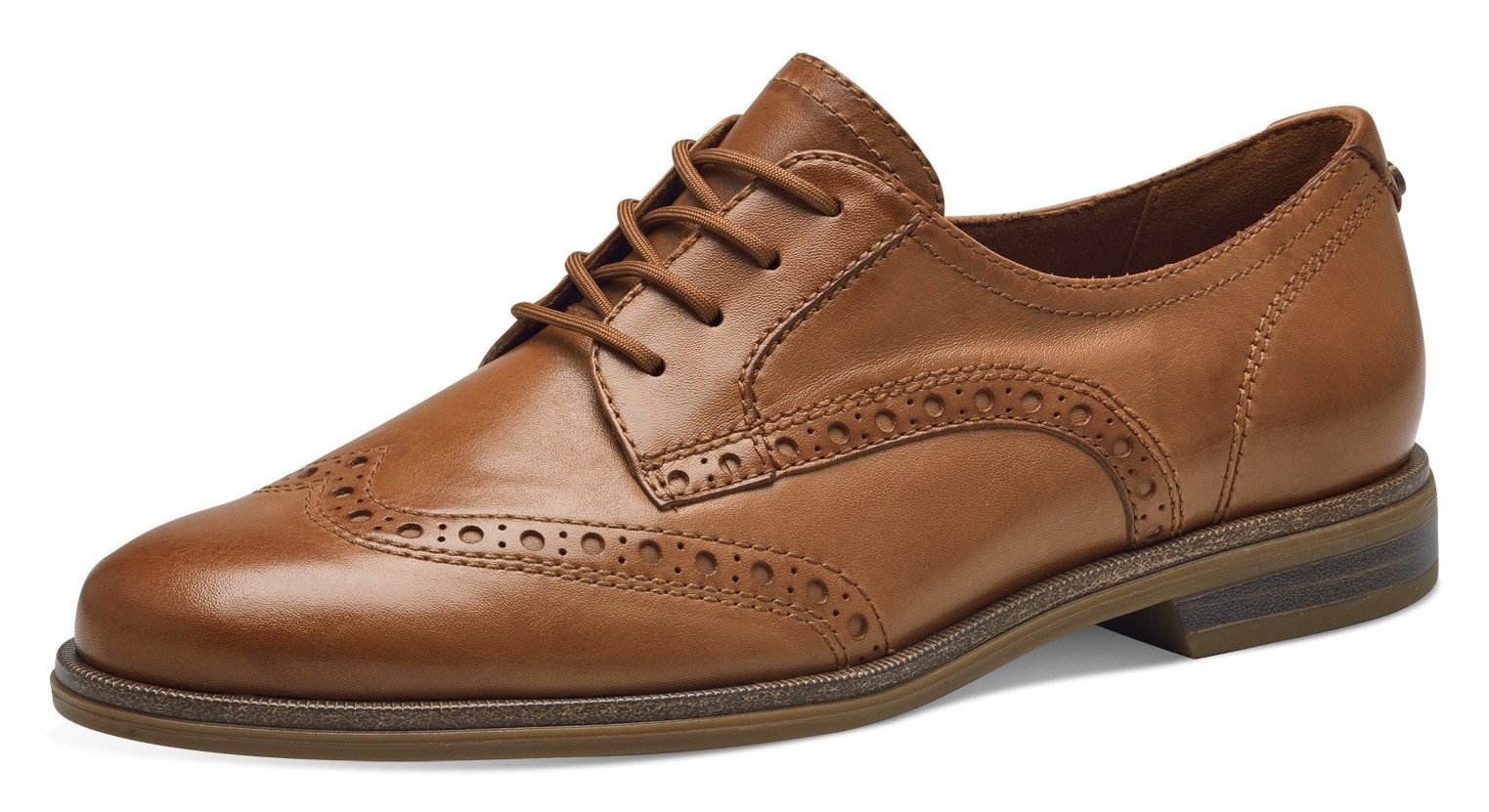 Tamaris Veterschoenen , blokhak, businessschoen, lage schoen met lyra-perforatie