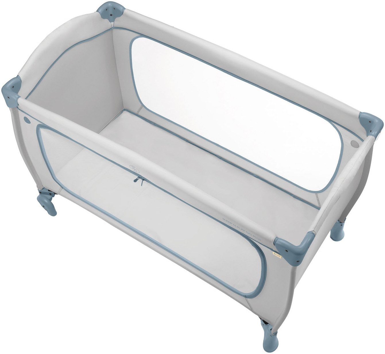 Hauck Baby-campingbed Sleep N Play Go Plus, Dusty Blue met geïntegreerde wielen, voorinstap