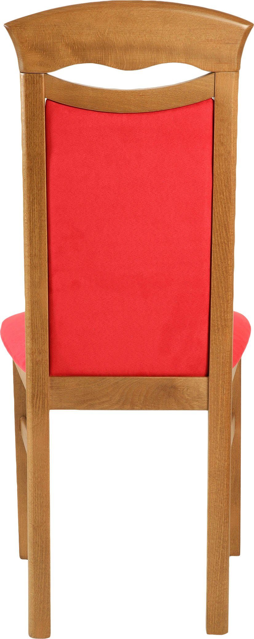 Home affaire Eetkamerstoel Franz slijtvast microvezel, onderstel beuken naturel of wit, houten stoel (set, 2 stuks)