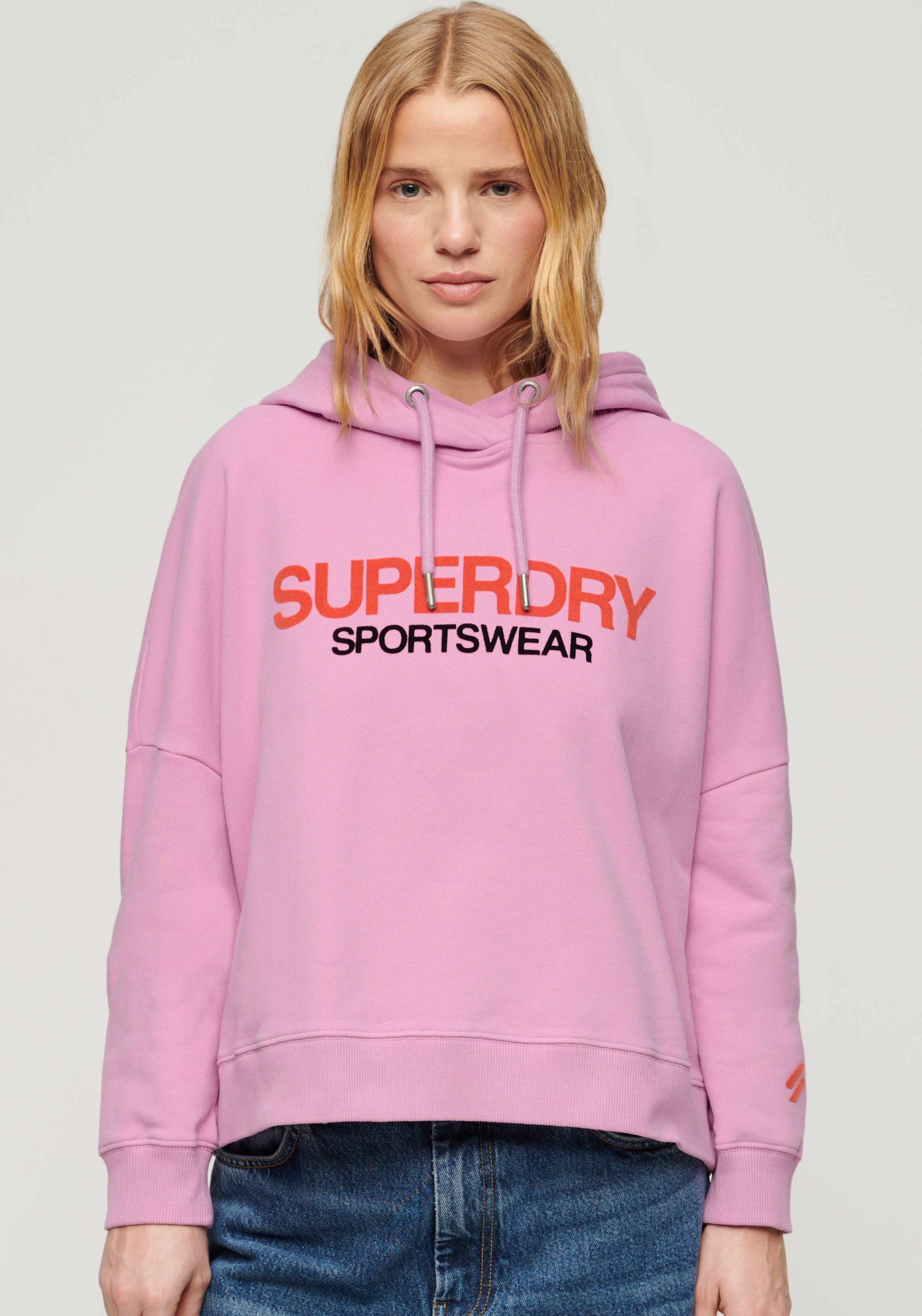 superdry hoodie sportswear logo boxy hood paars