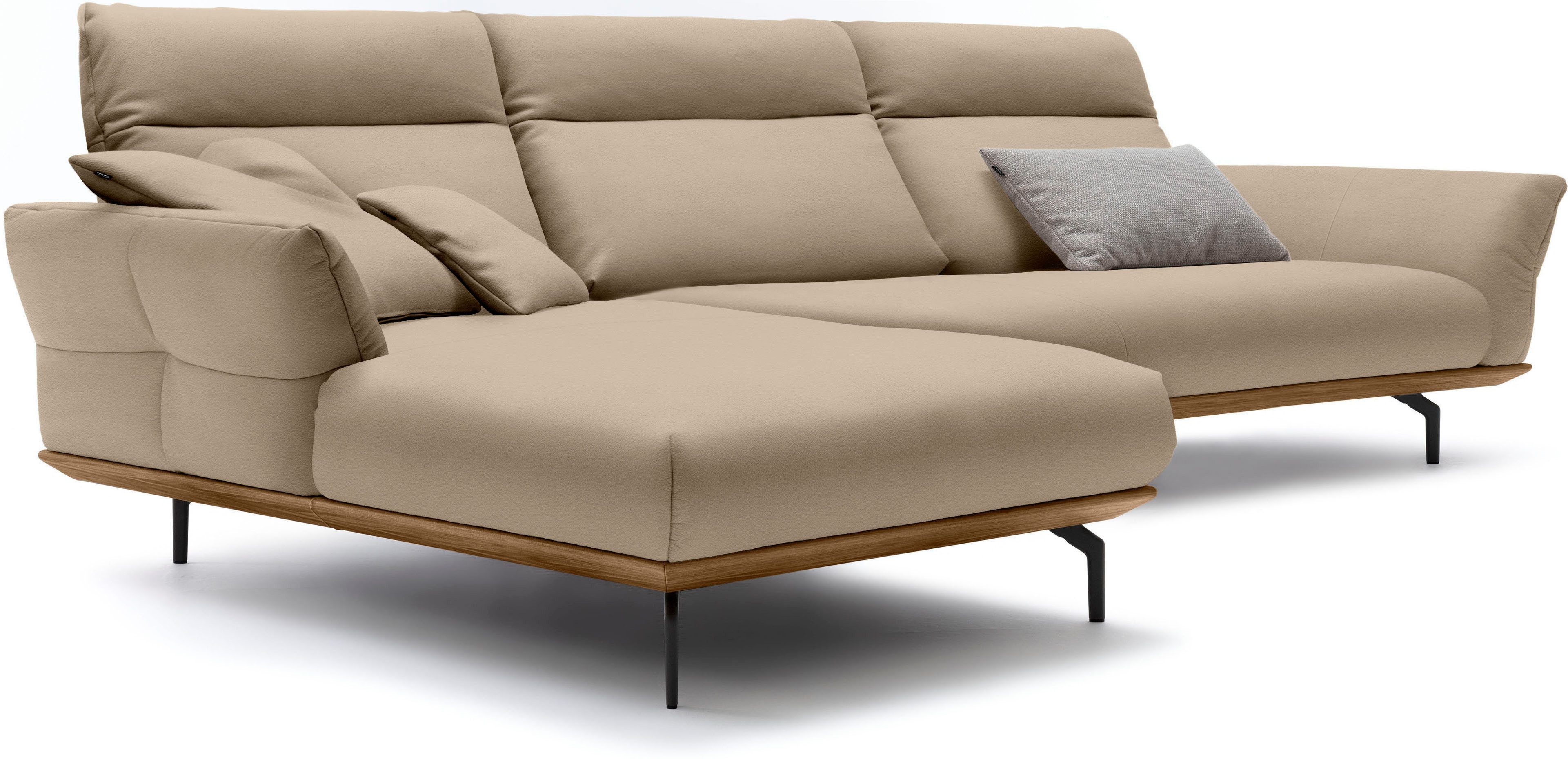 Creation BY ROLF BENZ Hoekbank Hs.460 Sokkel in walnotenhout, onderstel in umbra grijs, breedte 338 cm