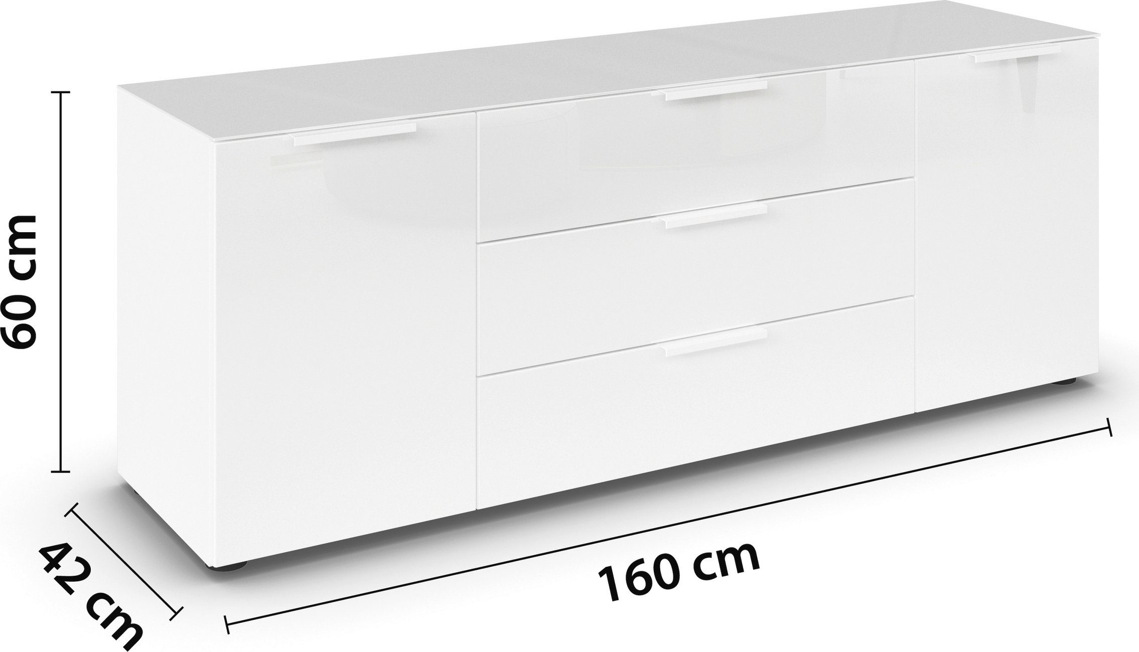 rauch Kast met laden en deuren Commode deurkast sideboard combikast FLIPP met glasfront 2-deurs, 3 lades, soft-close functie, bovenblad en glazen front