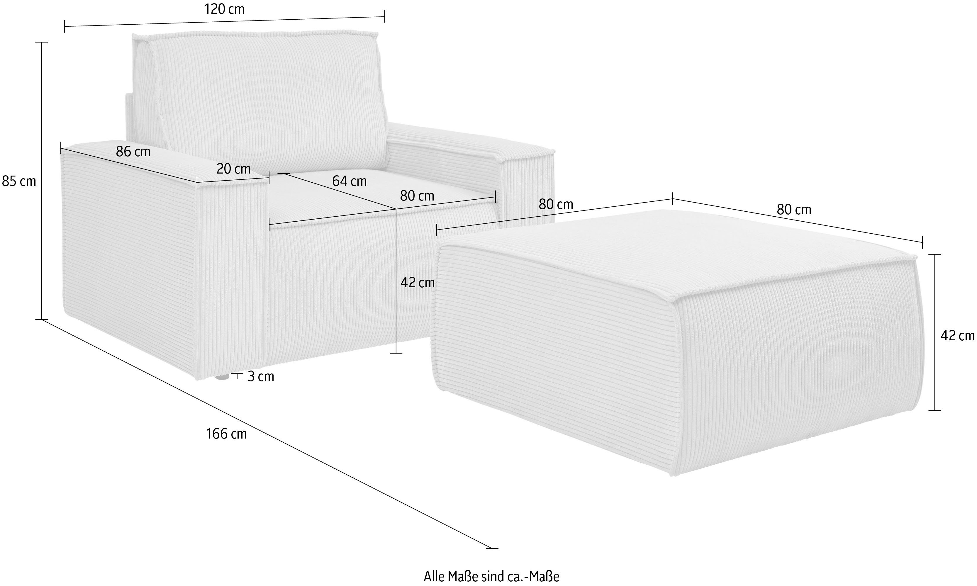 Home affaire Fauteuil Sherwood Loveseat en hocker als set, passend bij de bekleding-serie SHERWOOD