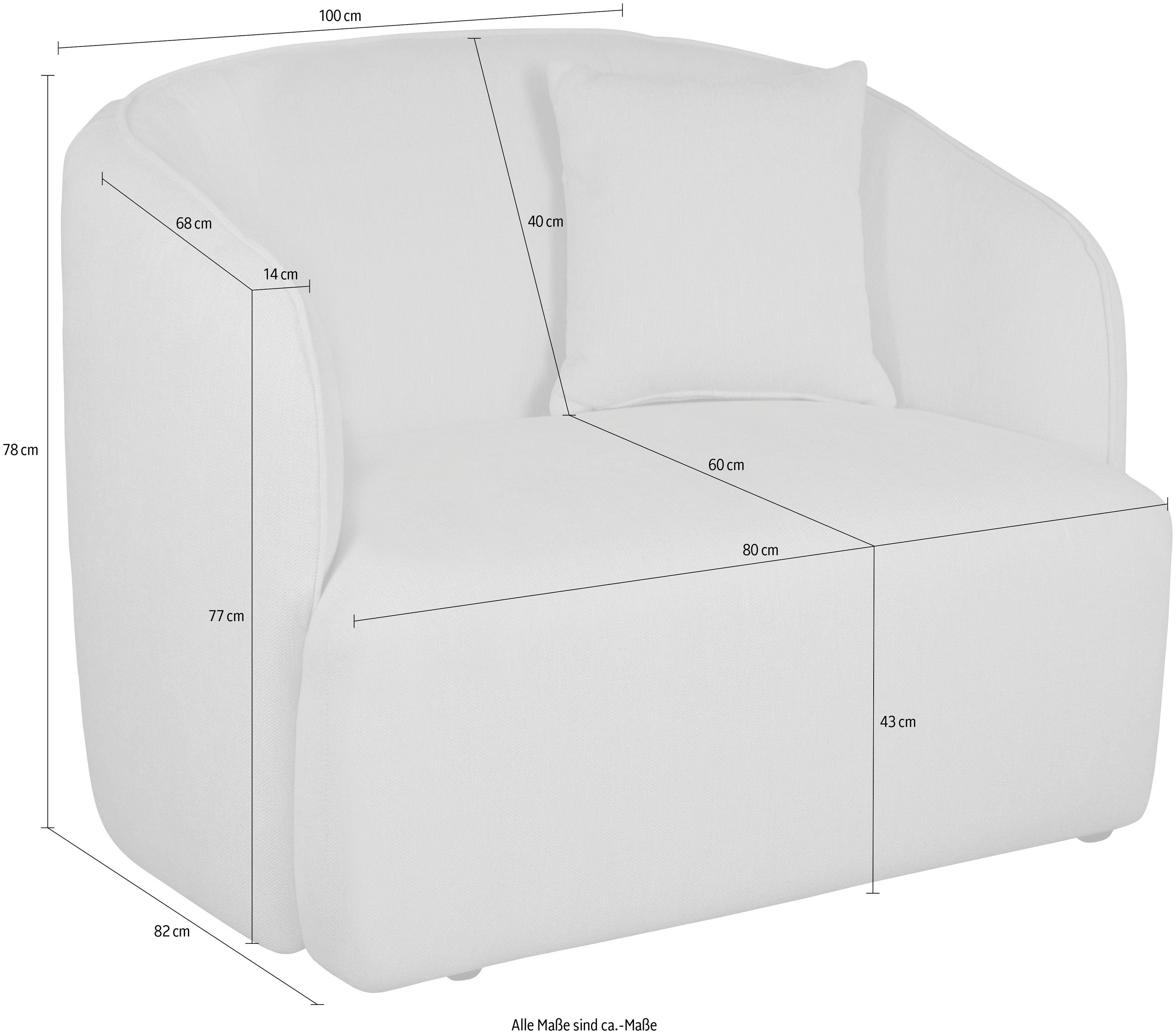 andas Fauteuil Kreukelzone ook met bouclé-bekleding