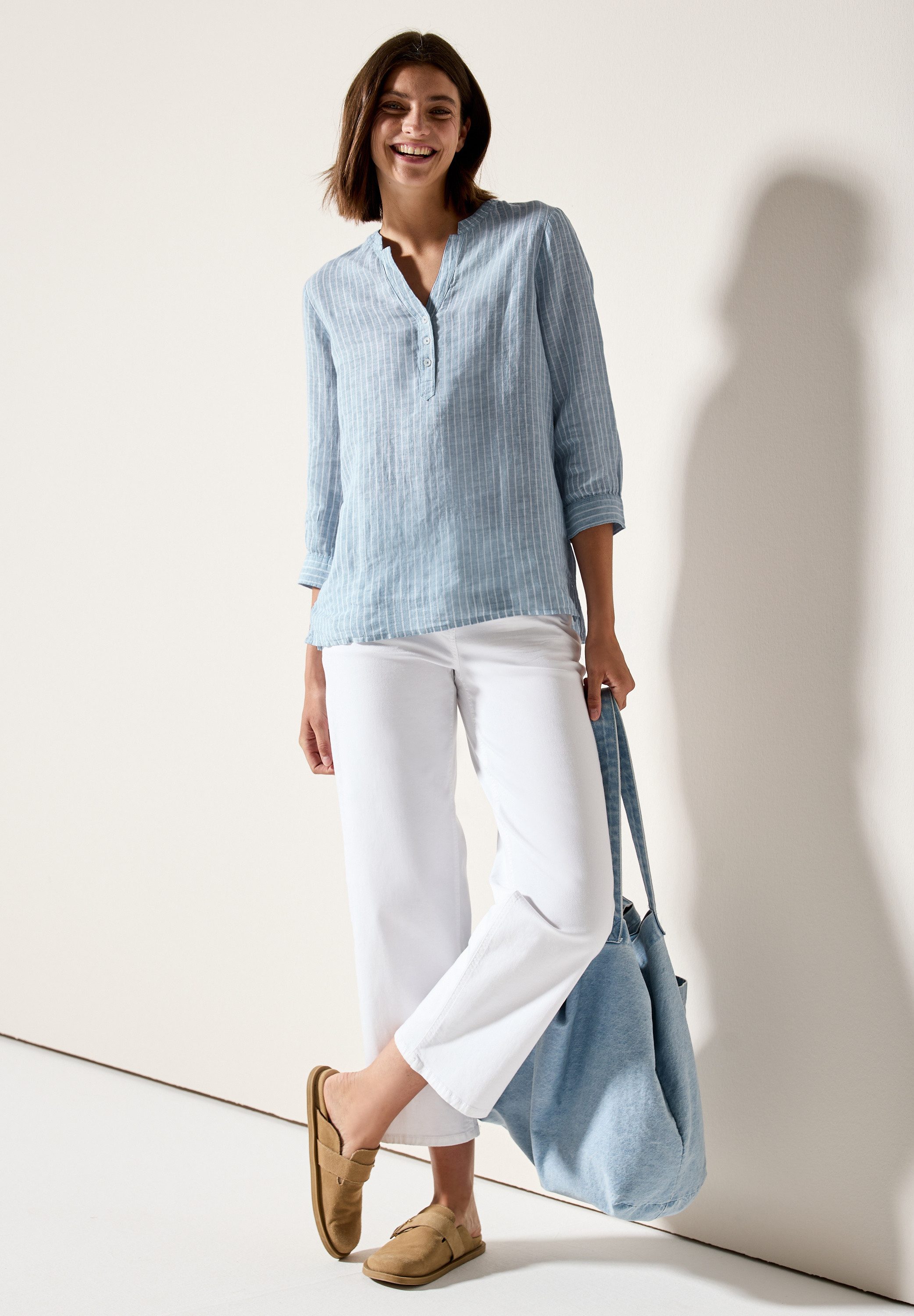 Cecil Blouse zonder sluiting in streep-look