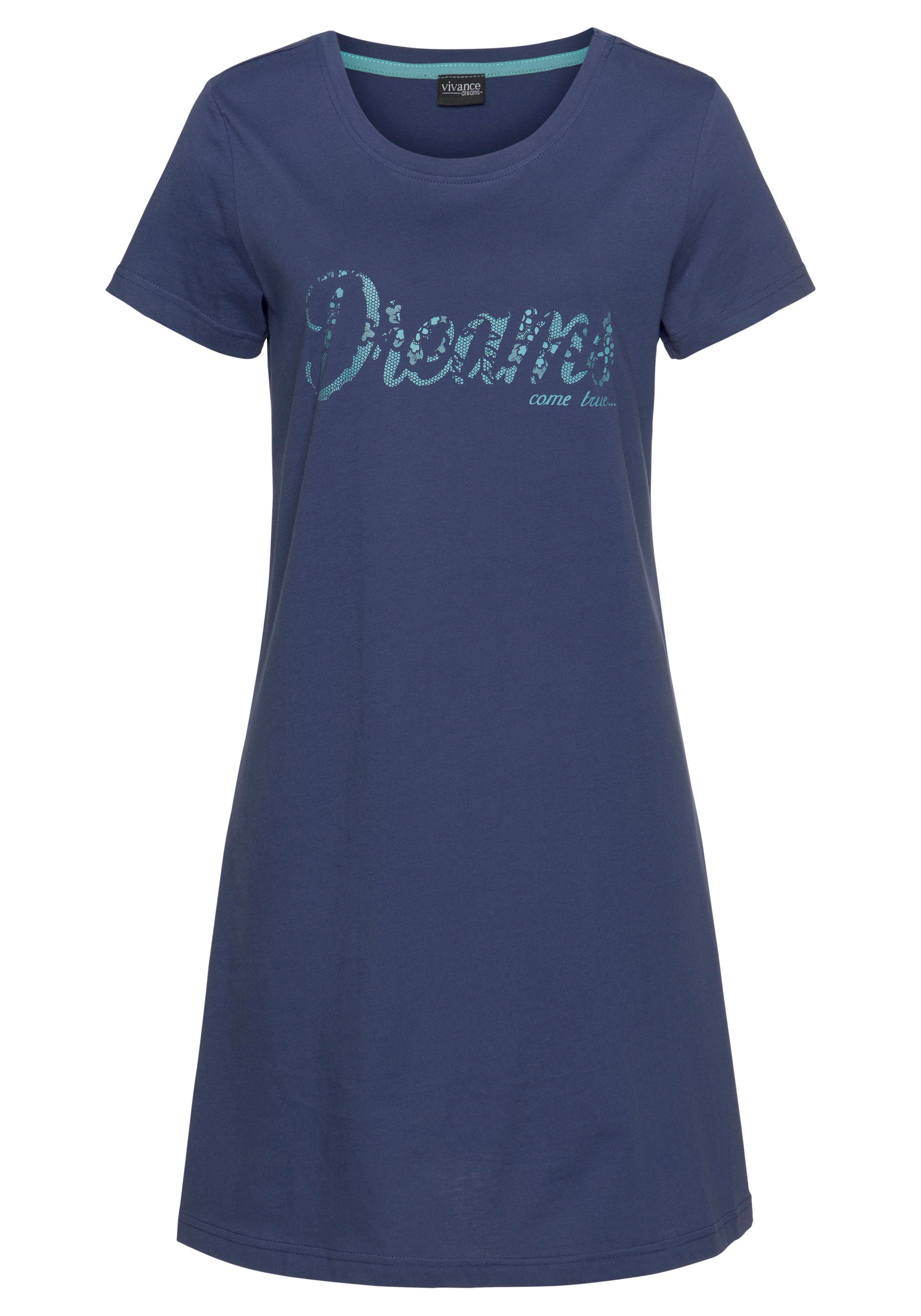 Vivance Dreams Nachthemd met print in kant-look (Set van 2)