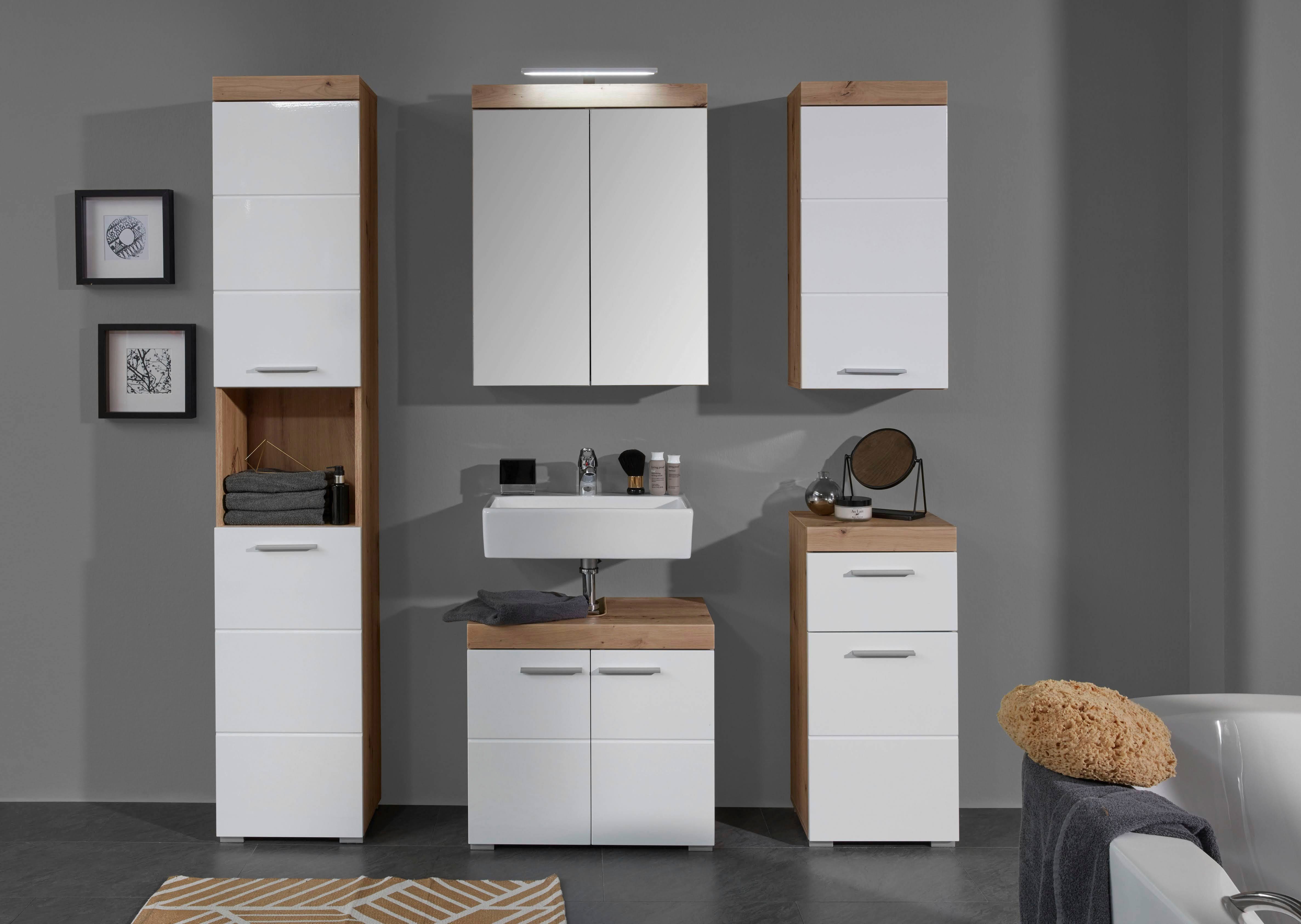 INOSIGN Hoge kast Avena Badkamer hoge kast met open vak, 2 deuren en 2 planken