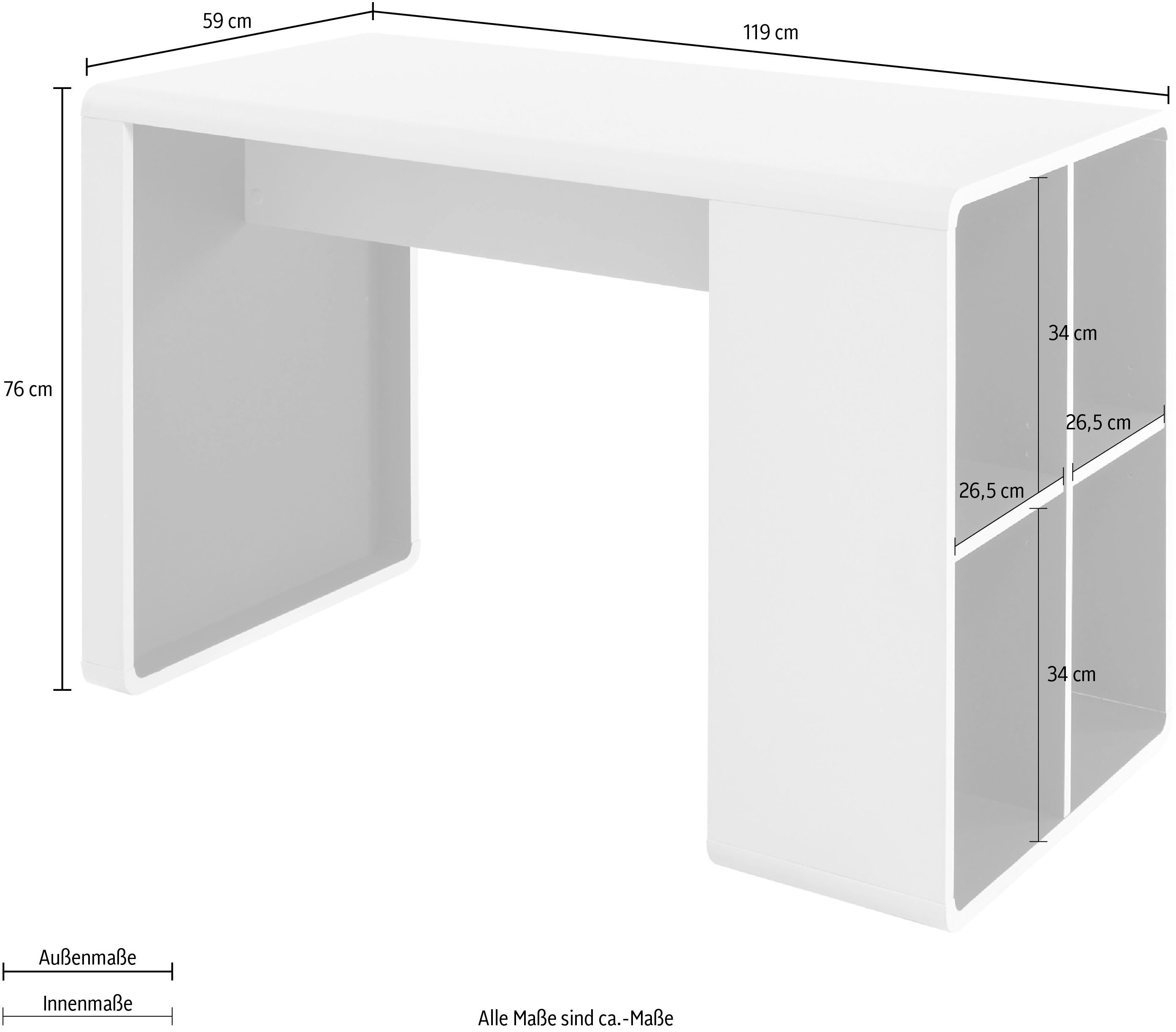 MCA furniture Bureau Tadeo matwit met 4 open vakken, breedte 119 cm