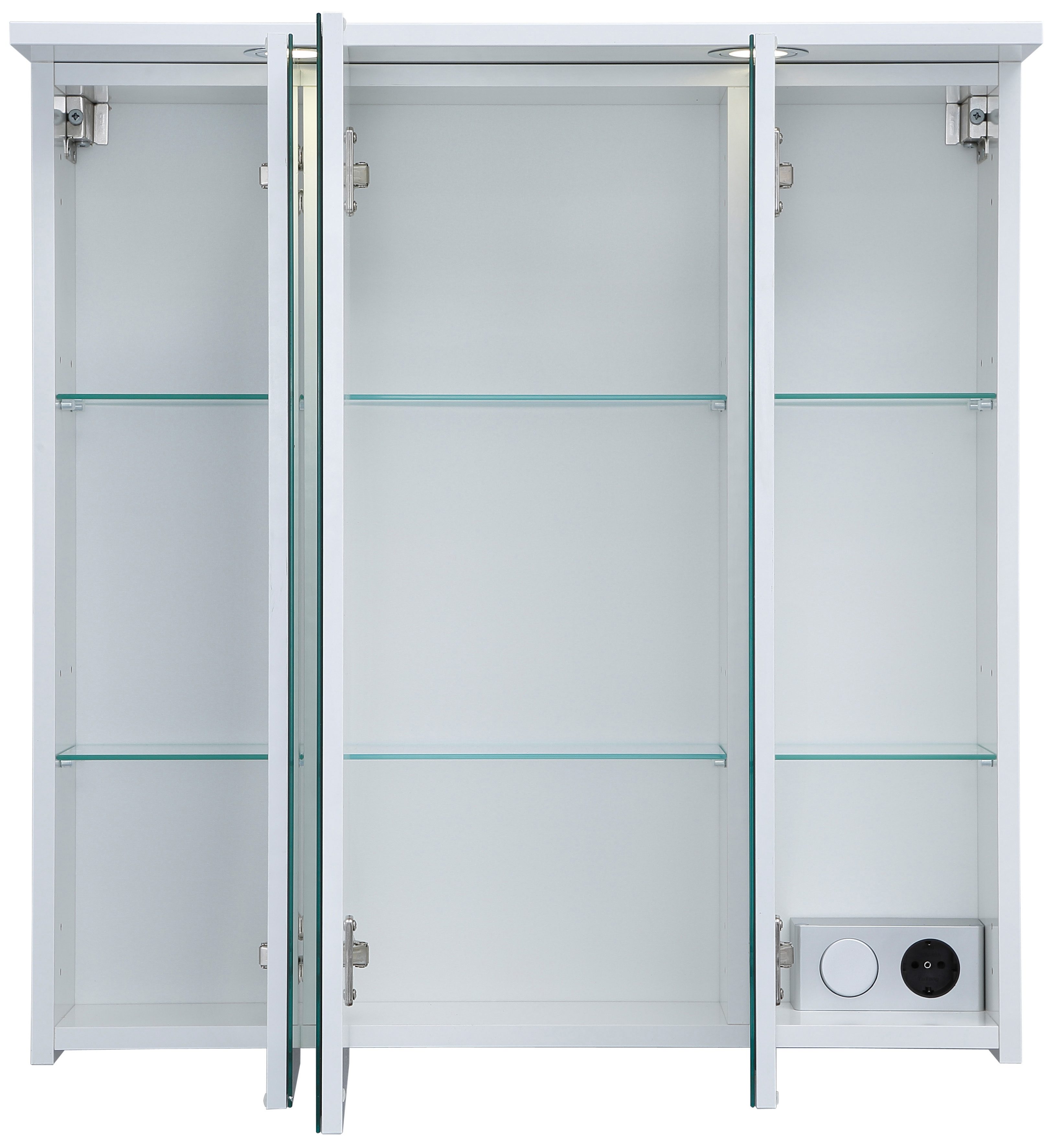 Schildmeyer Spiegelkast SPS 700.1 Spot made in Germany Breedte 70 cm, 3-deurs, 2 led-inbouwspotjes, schakelaar-/stekkerdoos