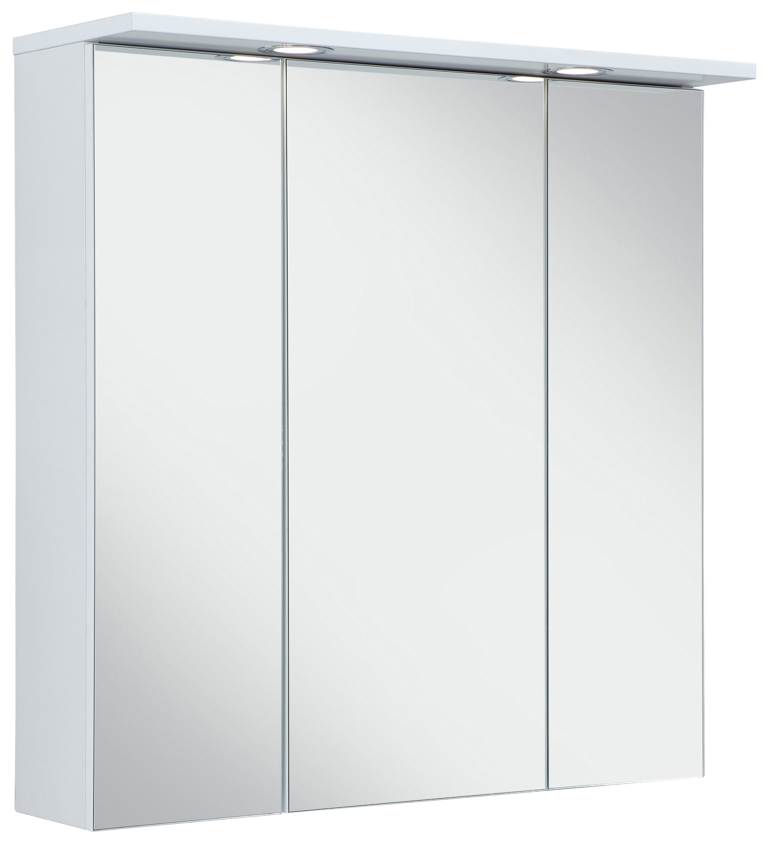 Schildmeyer Spiegelkast SPS 700.1 Spot made in Germany Breedte 70 cm, 3-deurs, 2 led-inbouwspotjes, schakelaar-/stekkerdoos spiegels & verlichting