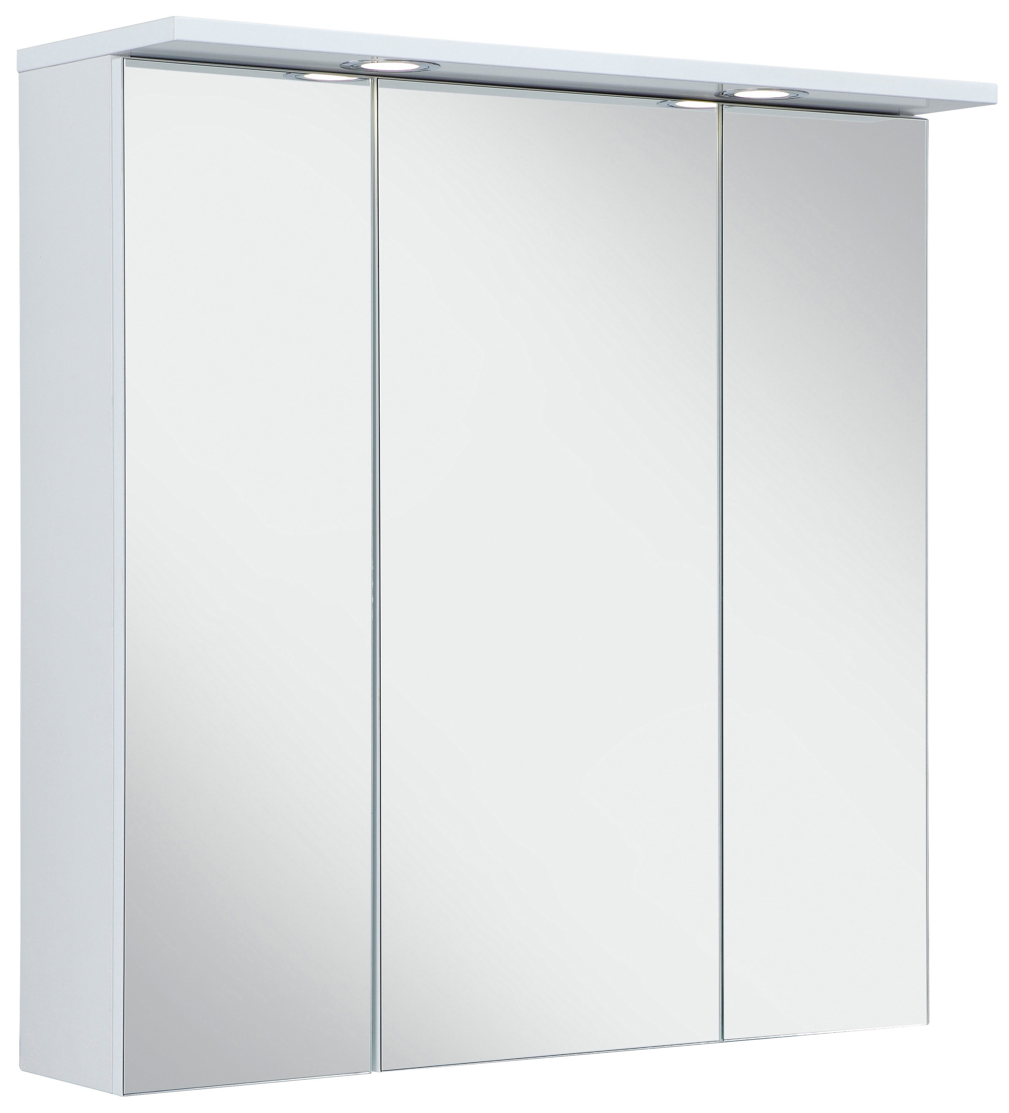 schildmeyer spiegelkast sps 700.1 spot breedte 70 cm, 3-deurs, 2 led-inbouwspotjes, schakelaar--stekkerdoos wit