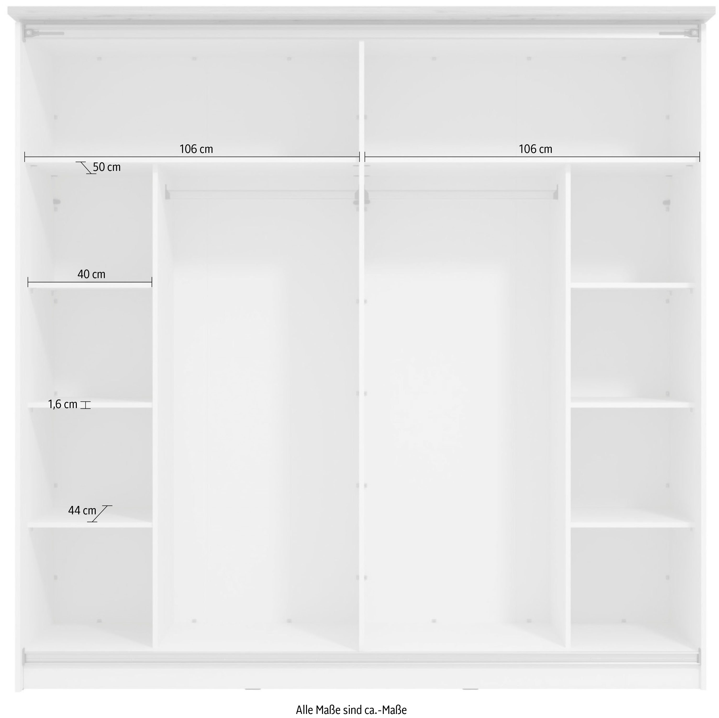 Home affaire Zweefdeurkast Valencia, kledingkast in landhuisstijl, 220x214x65,5 cm met complete binneninrichting, fsc®-gecertificeerd houtmateriaal