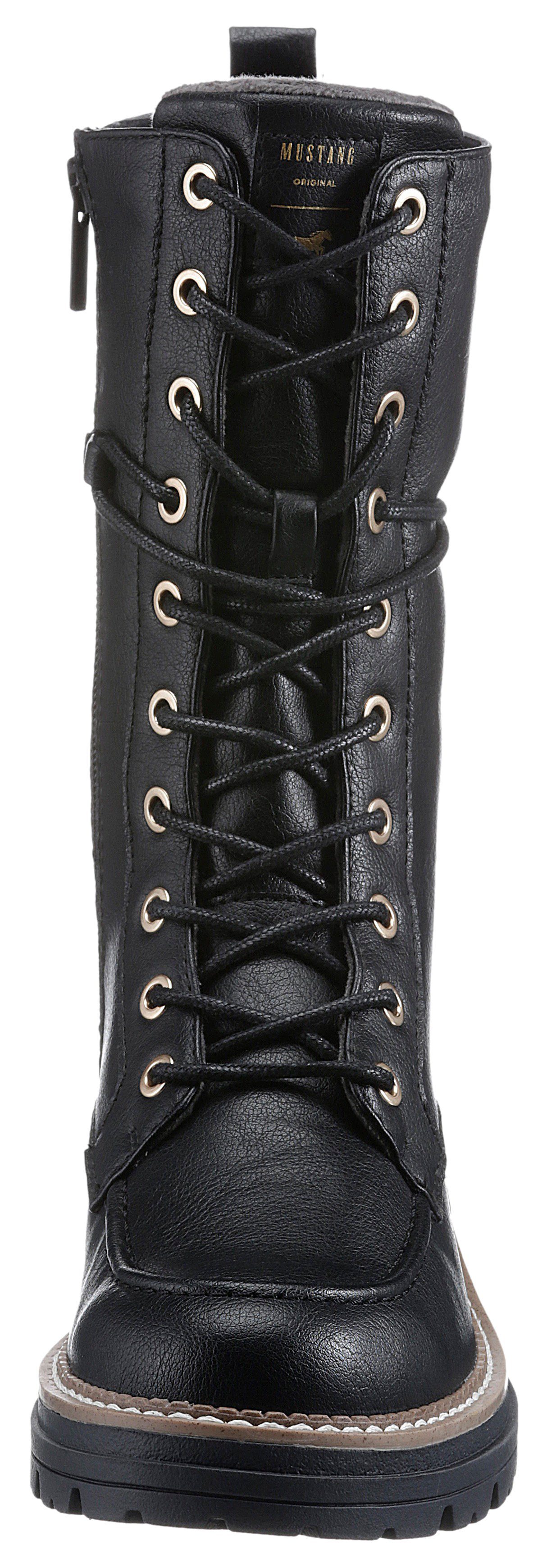 Mustang Shoes Veterlaarsjes zipper boots, lace-up boots, short boots with block heel