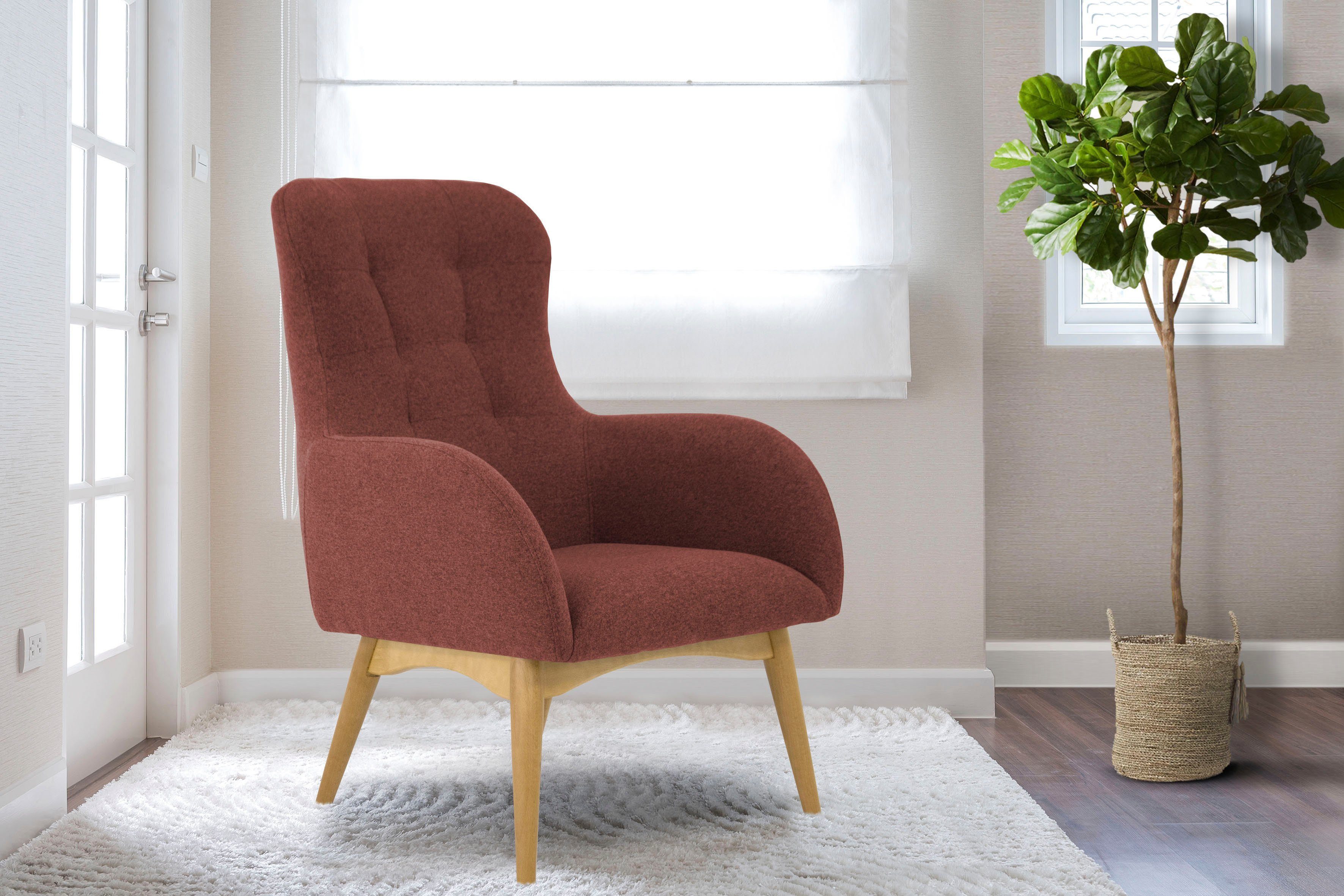 Home affaire Fauteuil Leonarda fijne quilten in de rug fauteuils paars