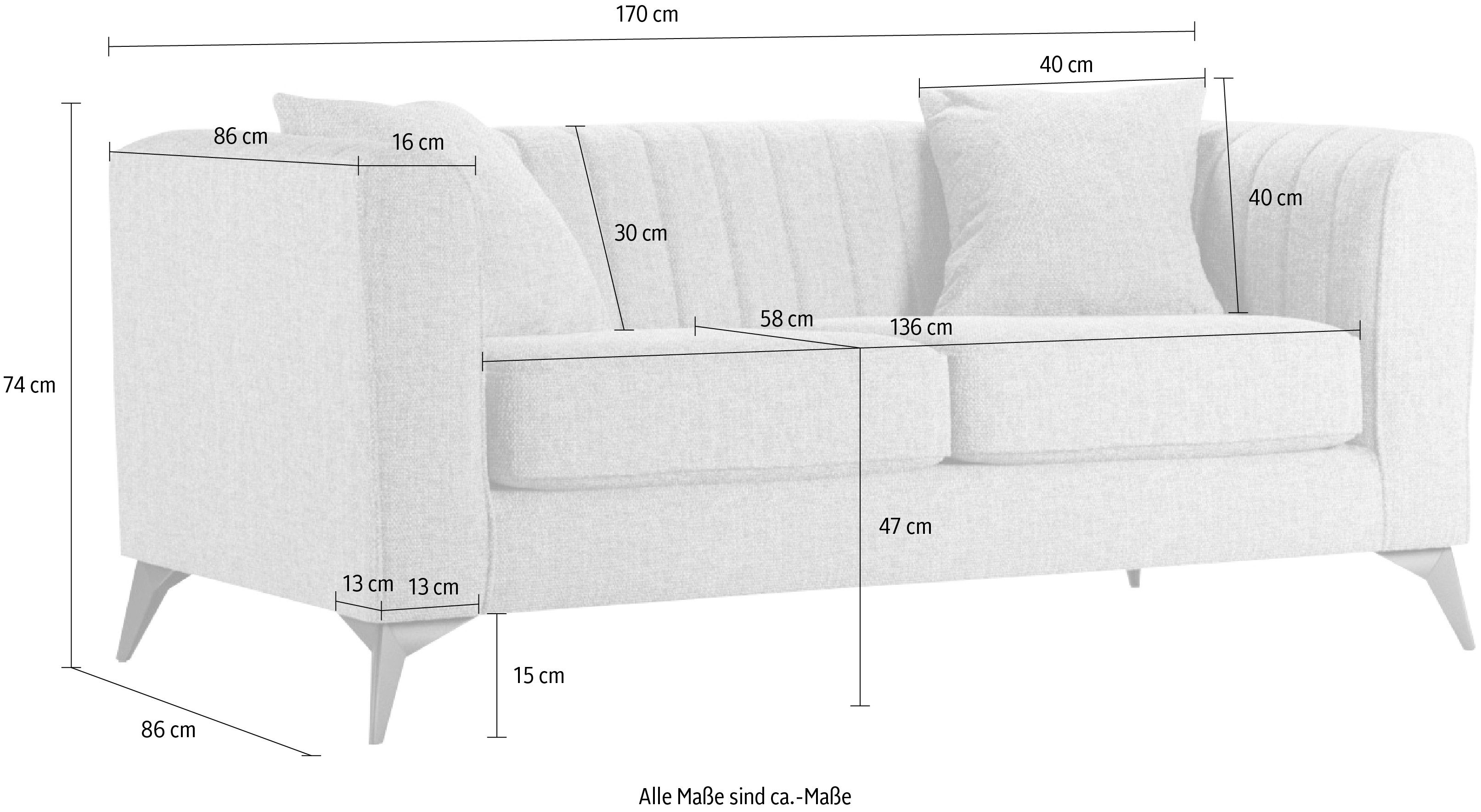 Places of Style 2-zitsbank MATTHEW elegant designsofa, afmetingen B/D/H: 170/86/74 cm