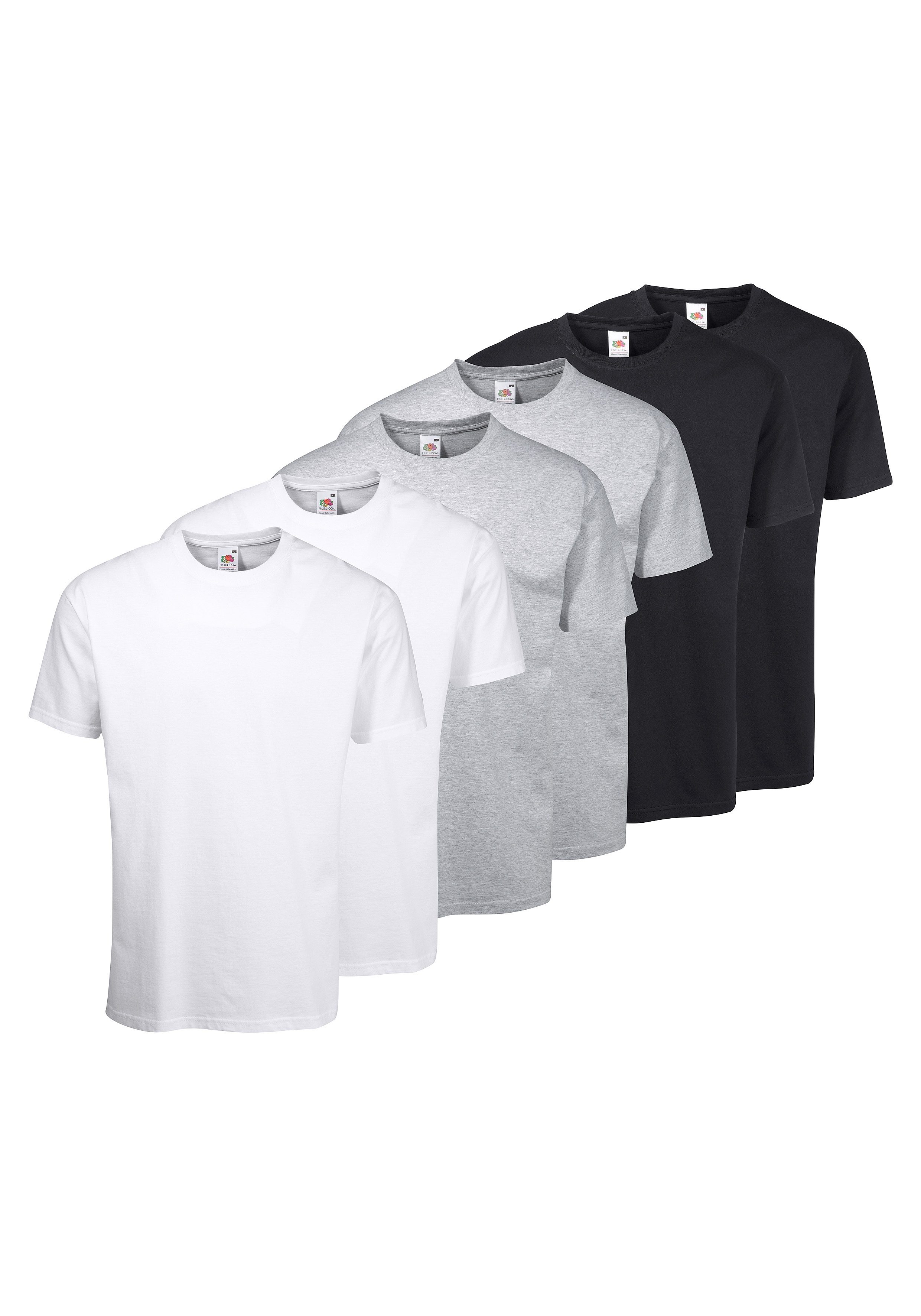 Fruit of the Loom T-shirt Zes stuks in verschillende kleurcombinaties (6-delig, Set van 6) heren t-shirts maat XL (56/58) wit