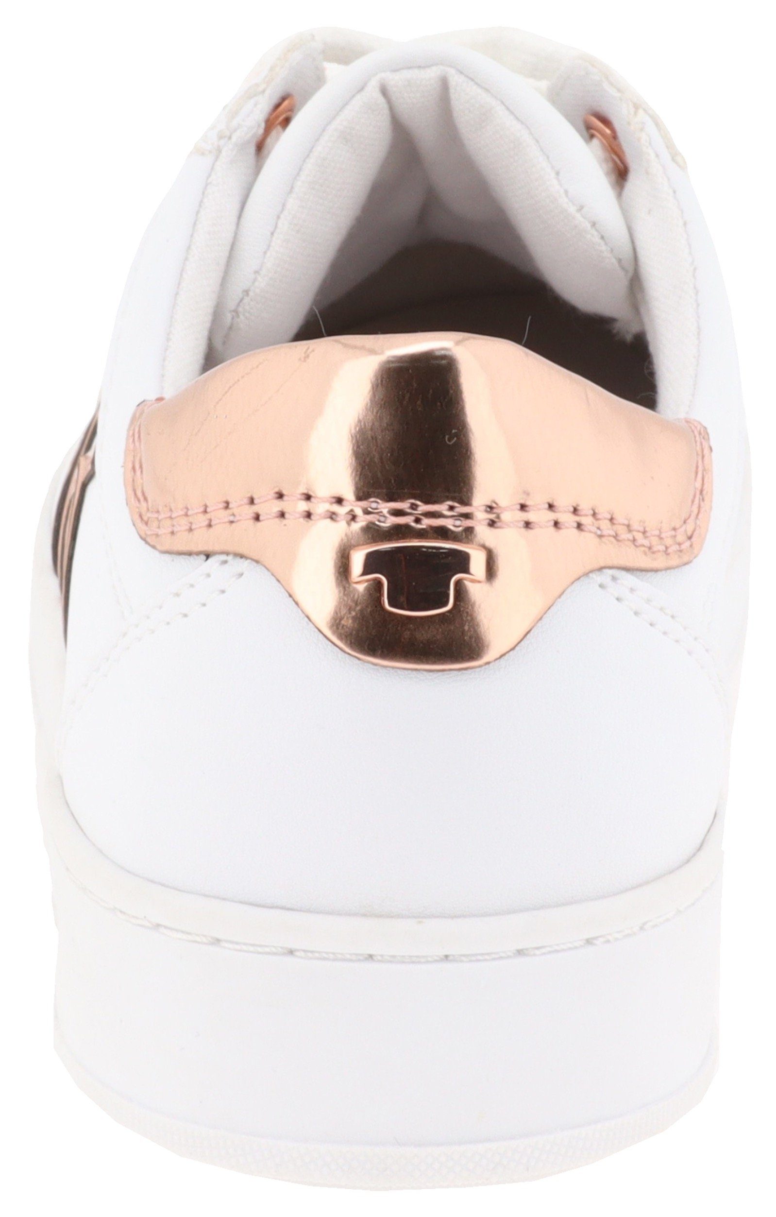 Tom Tailor Plateausneakers Contrastafwerking in metalliclook, vrijetijdsschoen, lage schoen, veterschoen