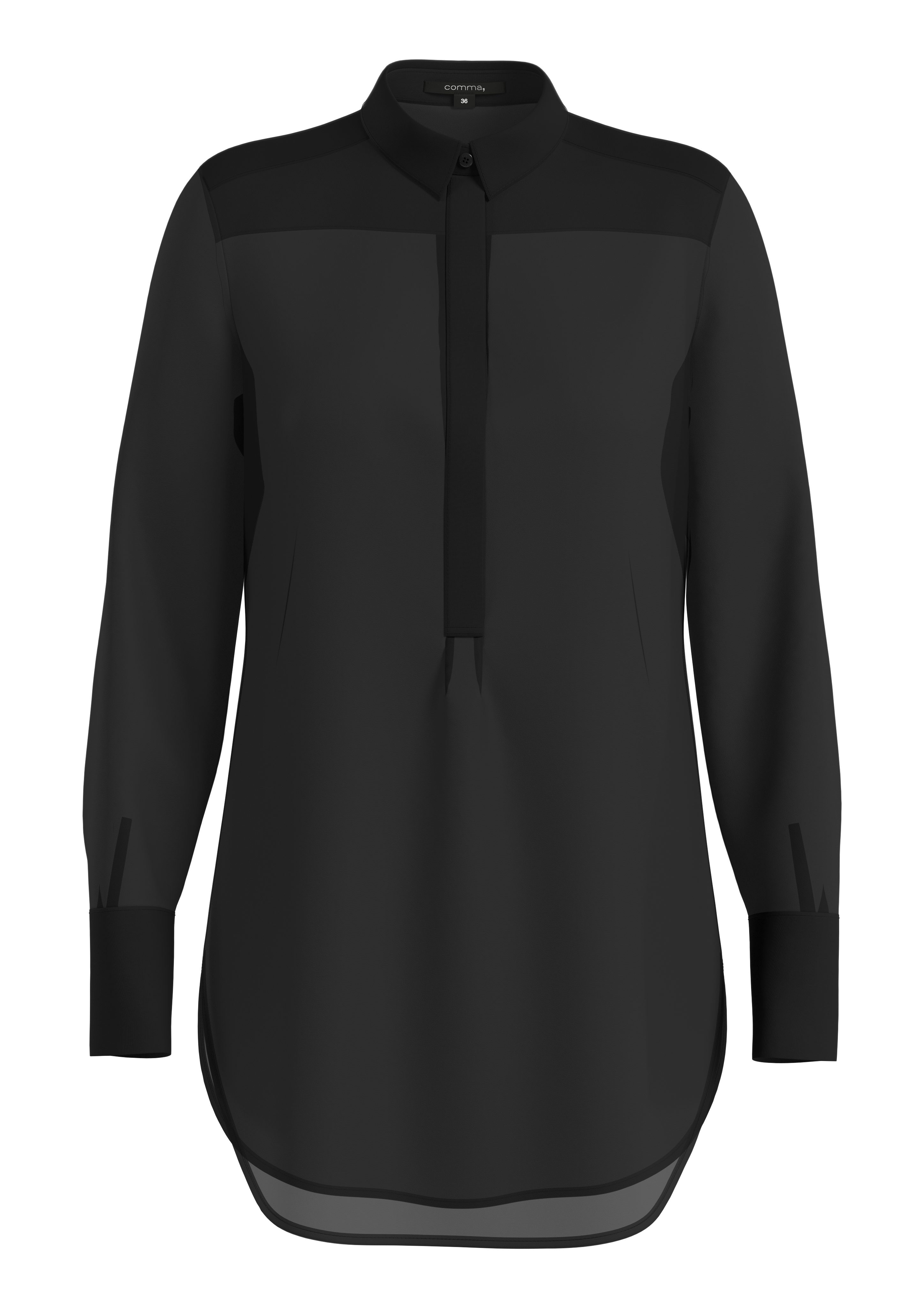 Comma Blouse met lange mouwen met licht transparant materiaal
