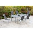 merxx tuin-eethoek amalfi di lusso 6 stapelstoelen, stoel met een hoge rugleuning, met uittrekbare tafel (7-delig) beige