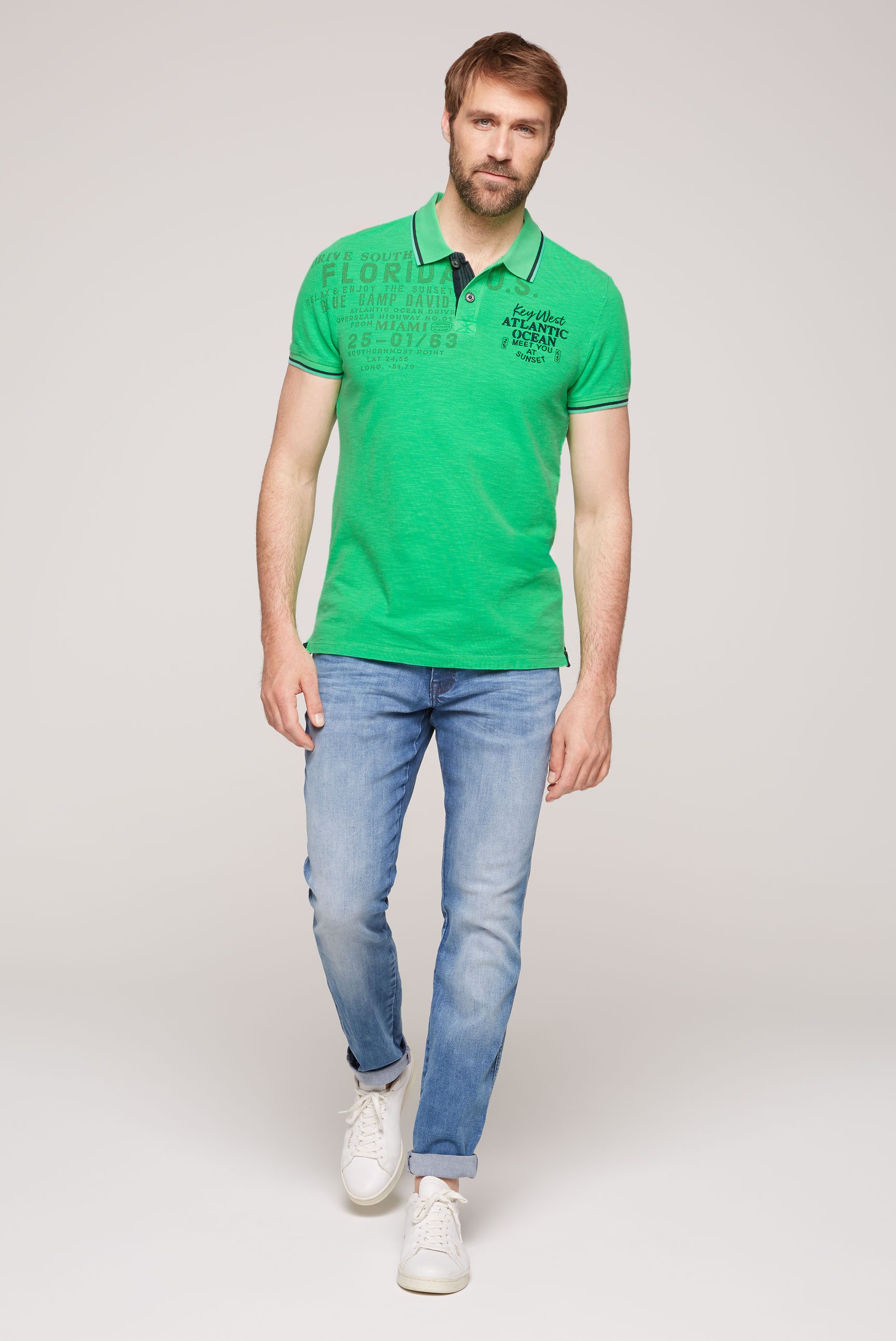 CAMP DAVID Poloshirt met stijlvolle zijopening