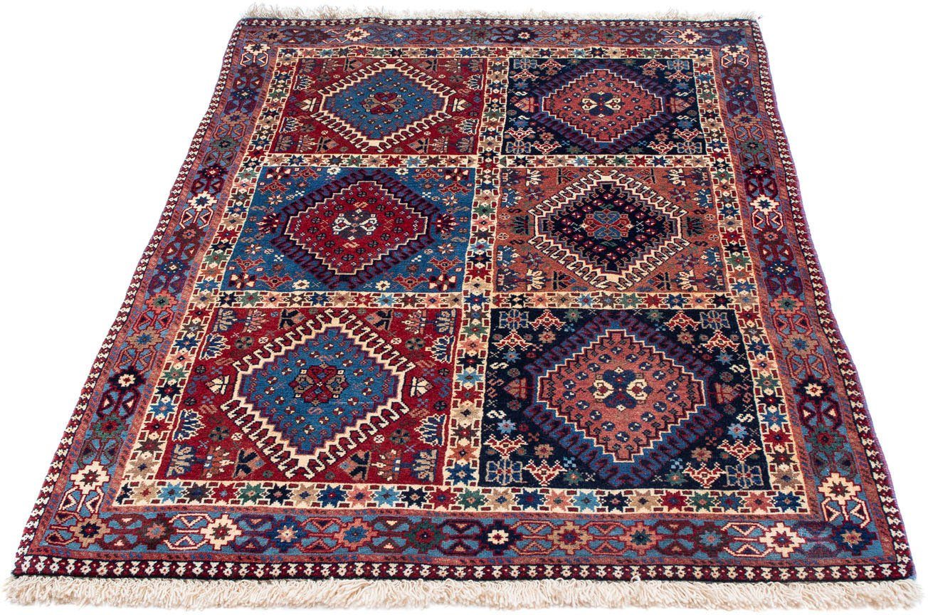 morgenland Wollen kleed Yalameh velden Blu scuro 154 x 102 cm Handgeknoopt