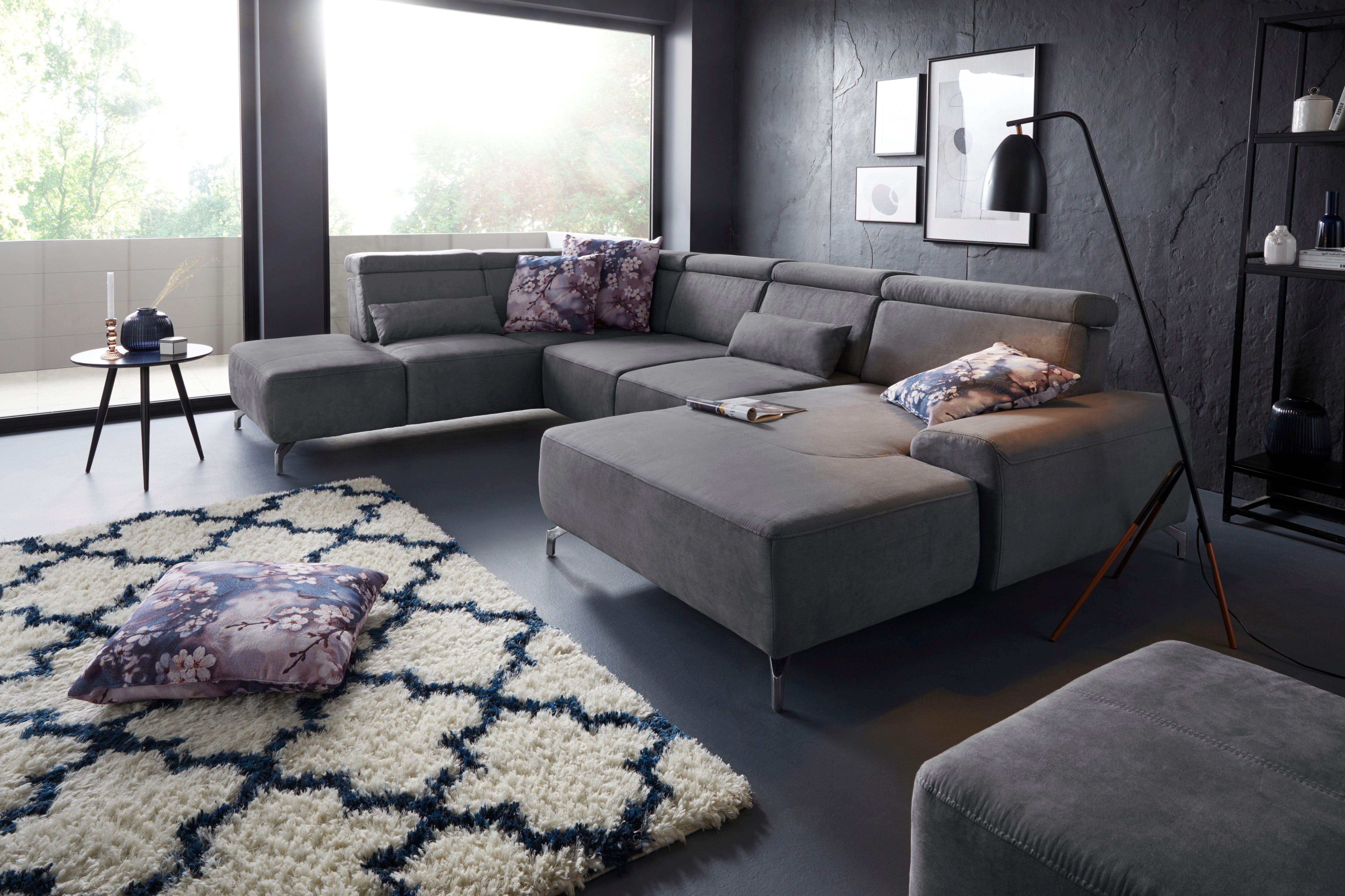 sit&more Zithoek Gizeh U-vorm 12 cm poothoogte, inclusief zitdiepteverstelling en verstelbare hoofdsteun