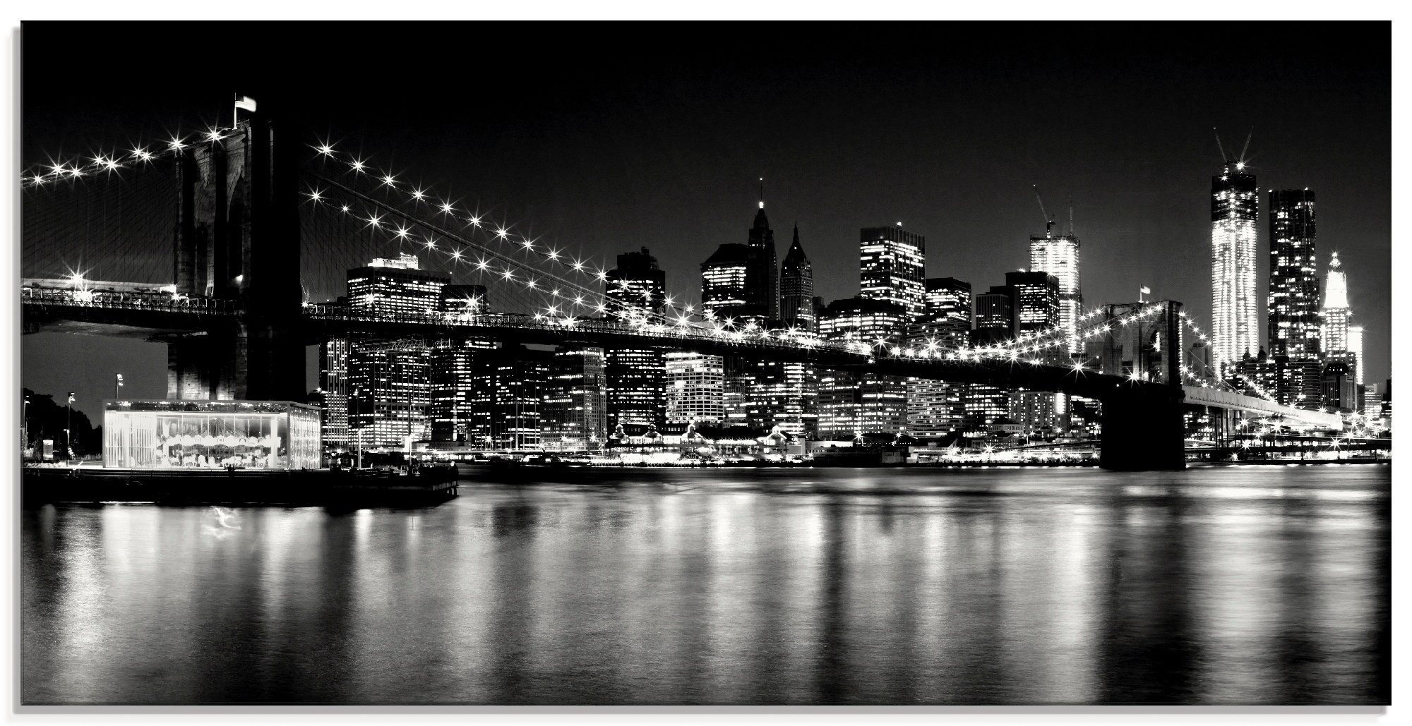 Artland Print op glas Nachtelijke skyline Manhattan I (1 stuk)