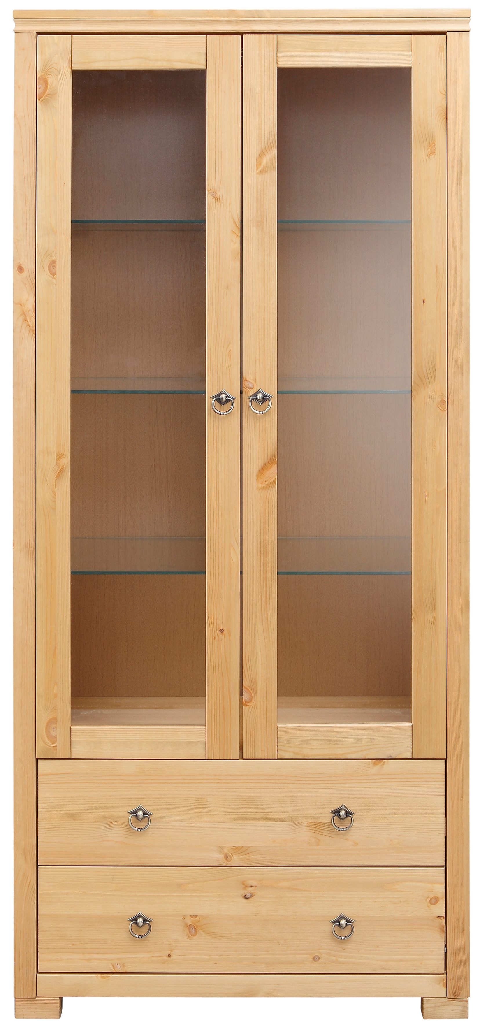 Home affaire Vitrinekast Gotland Breedte 80 cm, hoogte 178 cm, met glazen deuren, van massief grenen, FSC®