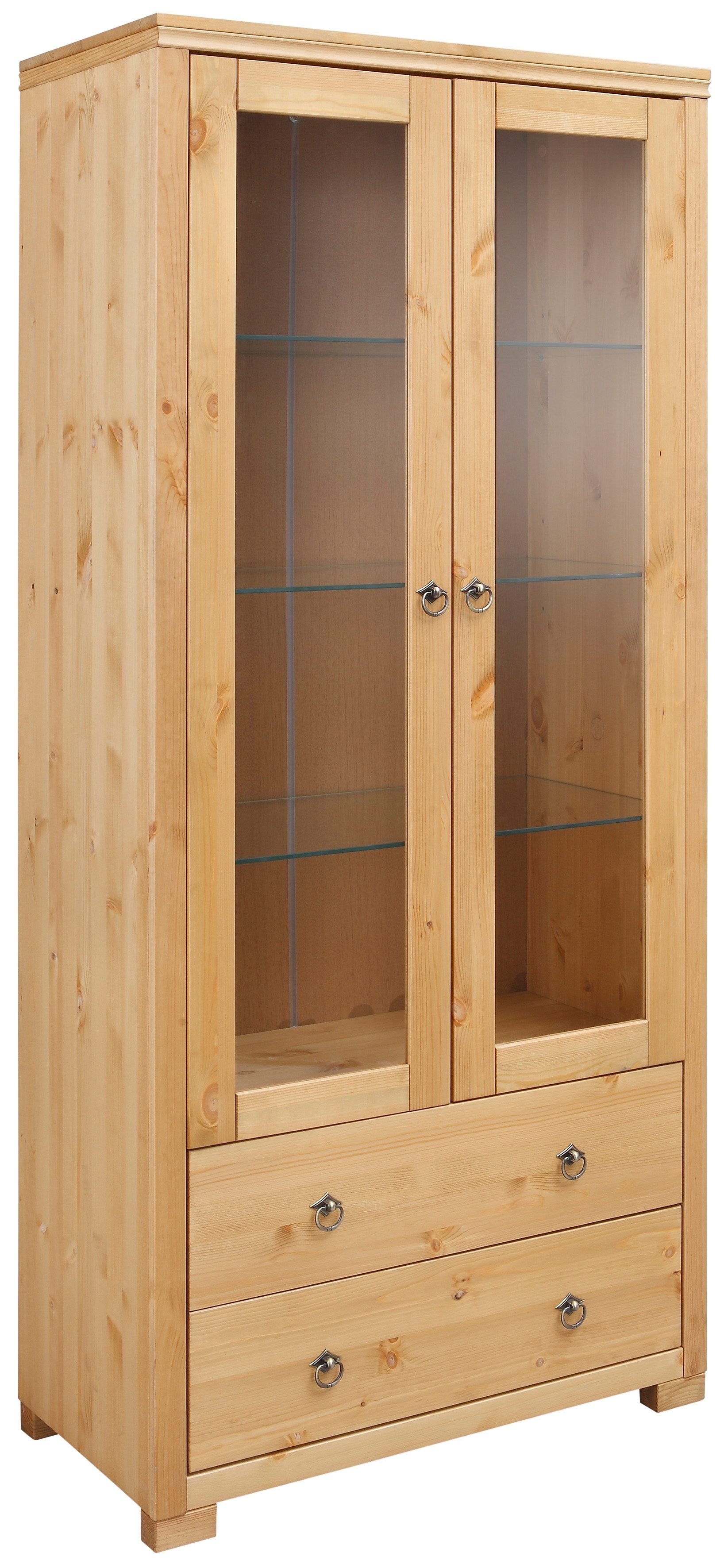 Home affaire Vitrinekast Gotland Breedte 80 cm, hoogte 178 cm, met glazen deuren, van massief grenen, FSC®