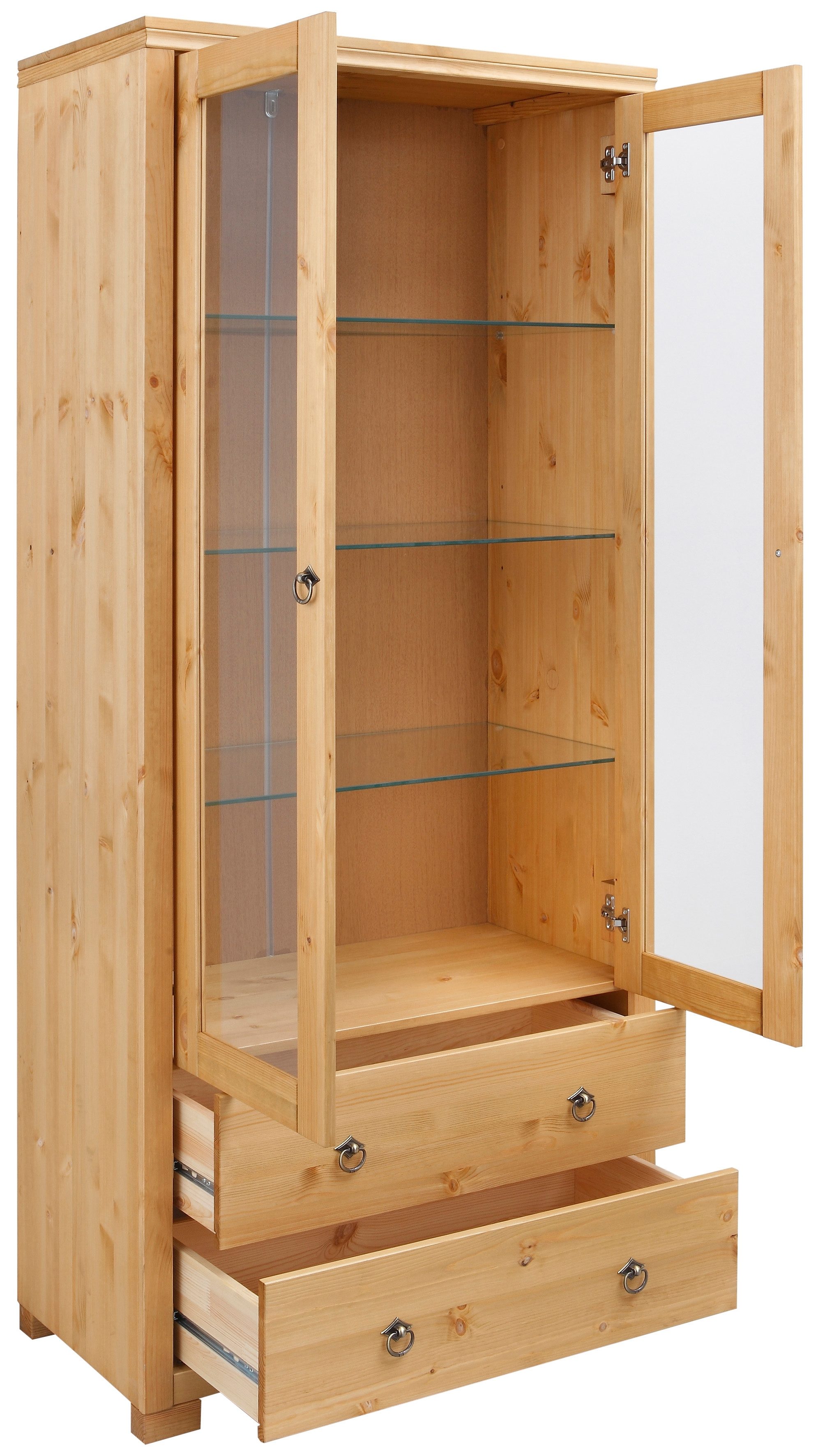 Home affaire Vitrinekast Gotland Breedte 80 cm, hoogte 178 cm, met glazen deuren, van massief grenen, FSC®
