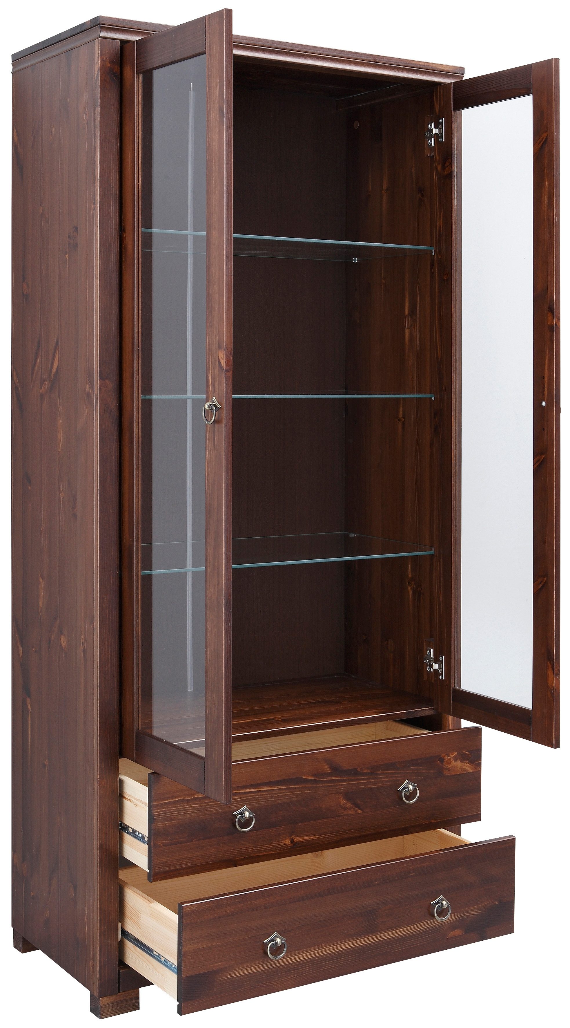 Home affaire Vitrinekast Gotland Breedte 80 cm, hoogte 178 cm, met glazen deuren, van massief grenen, FSC®