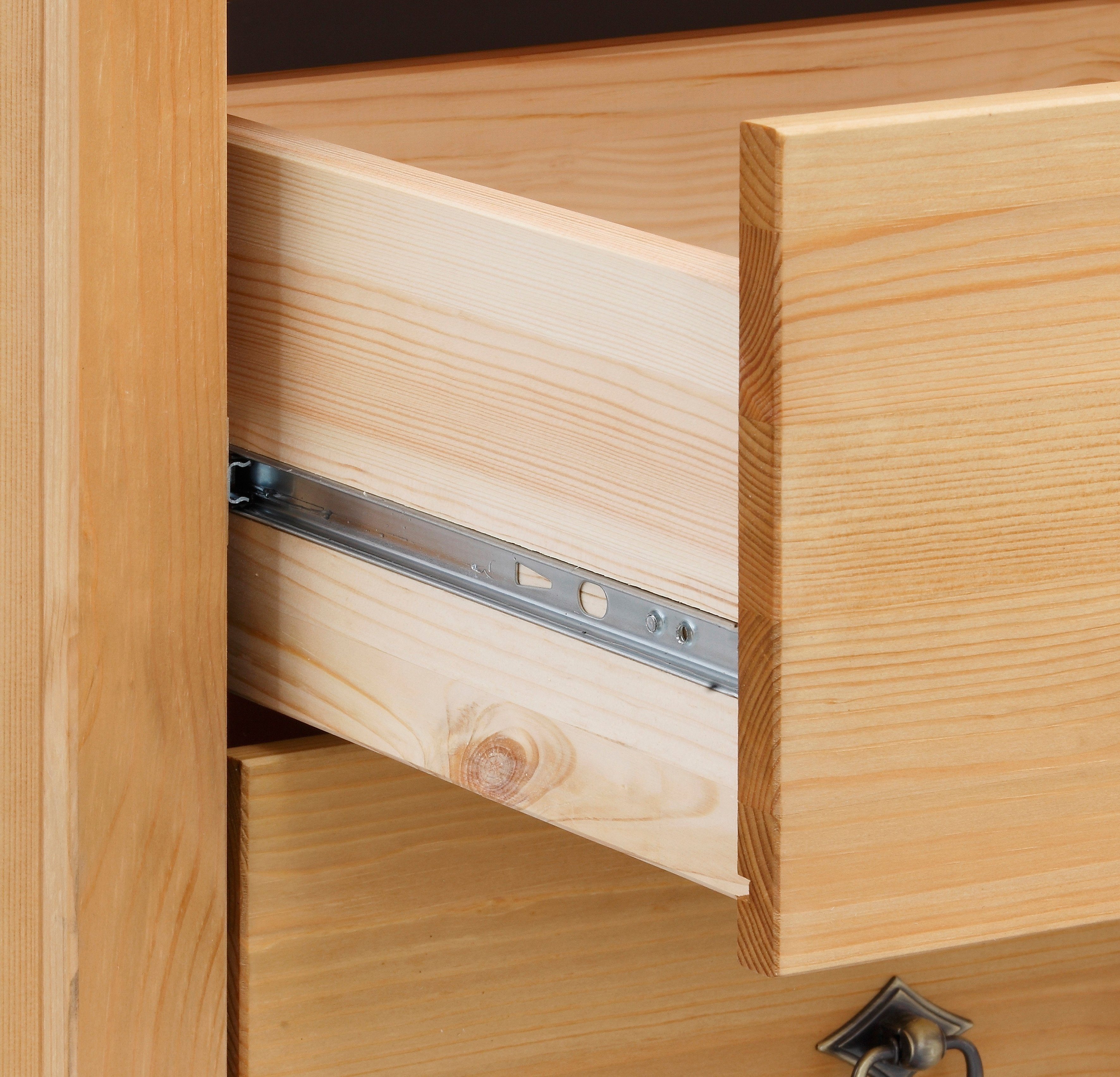 Home affaire Highboard Gotland Vitrine, breedte 101 cm, deuren met glazen inzetstukken, van massief dennenhout