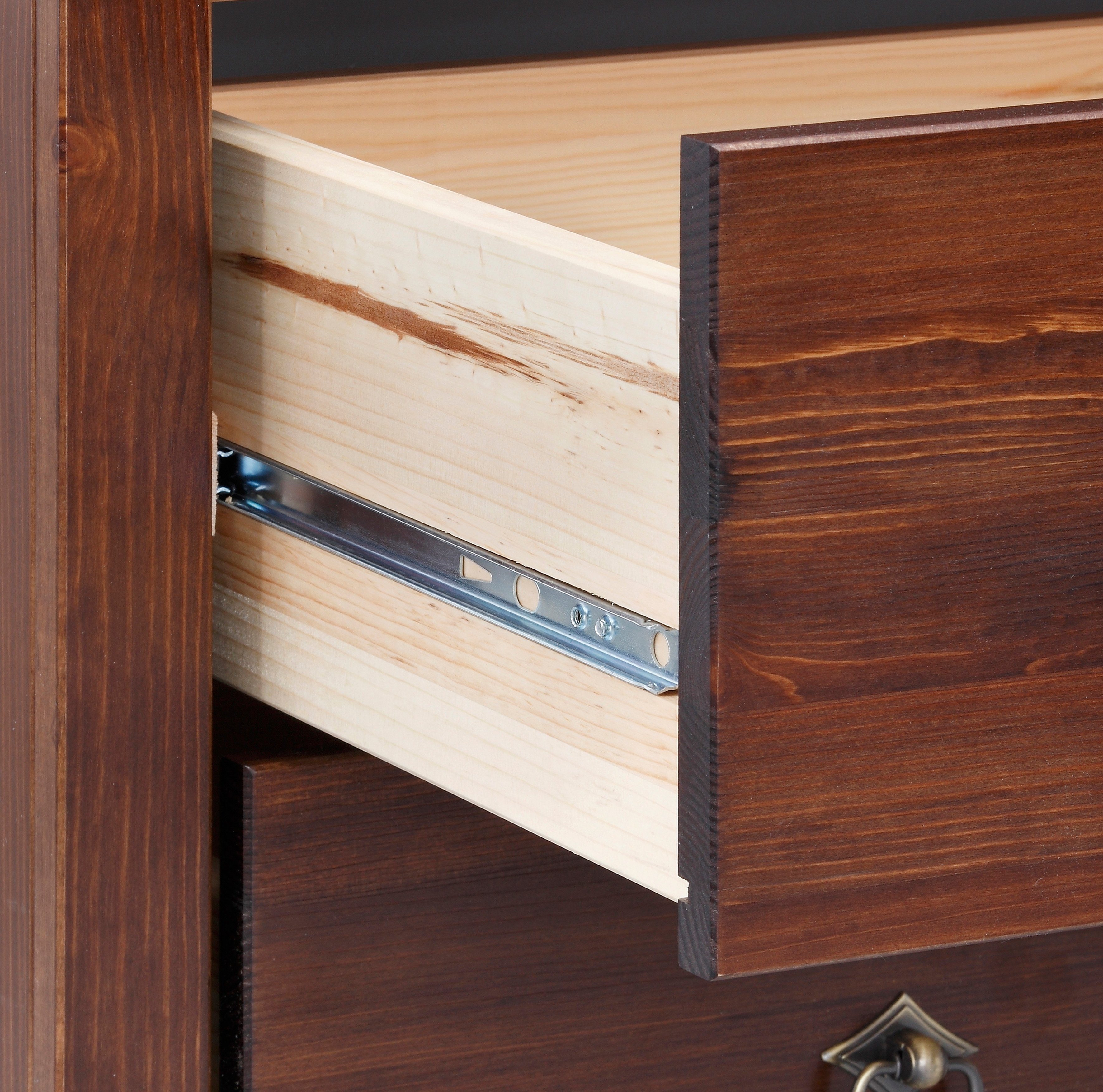 Home affaire Highboard Gotland Vitrine, breedte 101 cm, deuren met glazen inzetstukken, van massief dennenhout