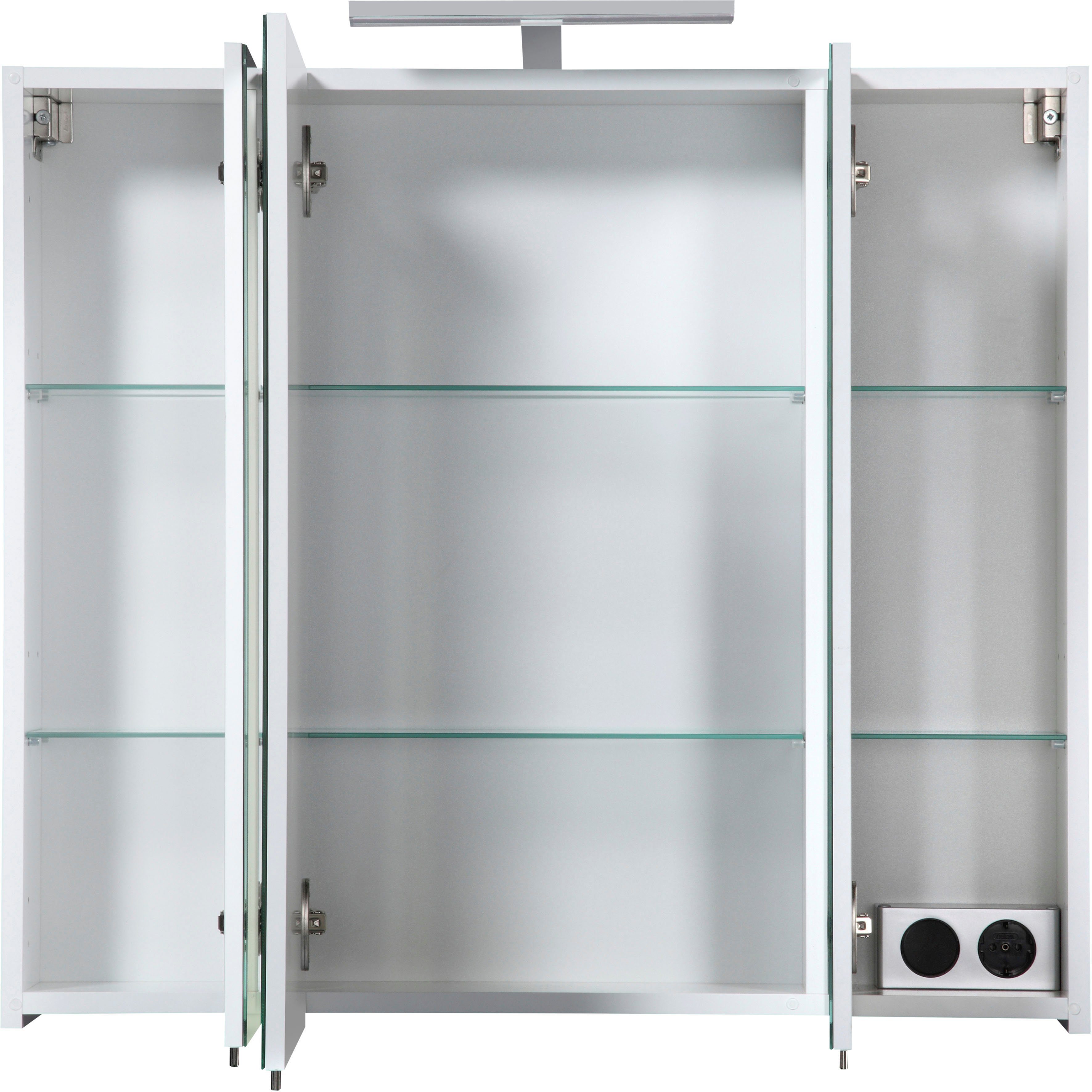 welltime Spiegelkast Torino Breedte 80 cm, 3-deurs, ledverlichting, schakelaar-/stekkerdoos