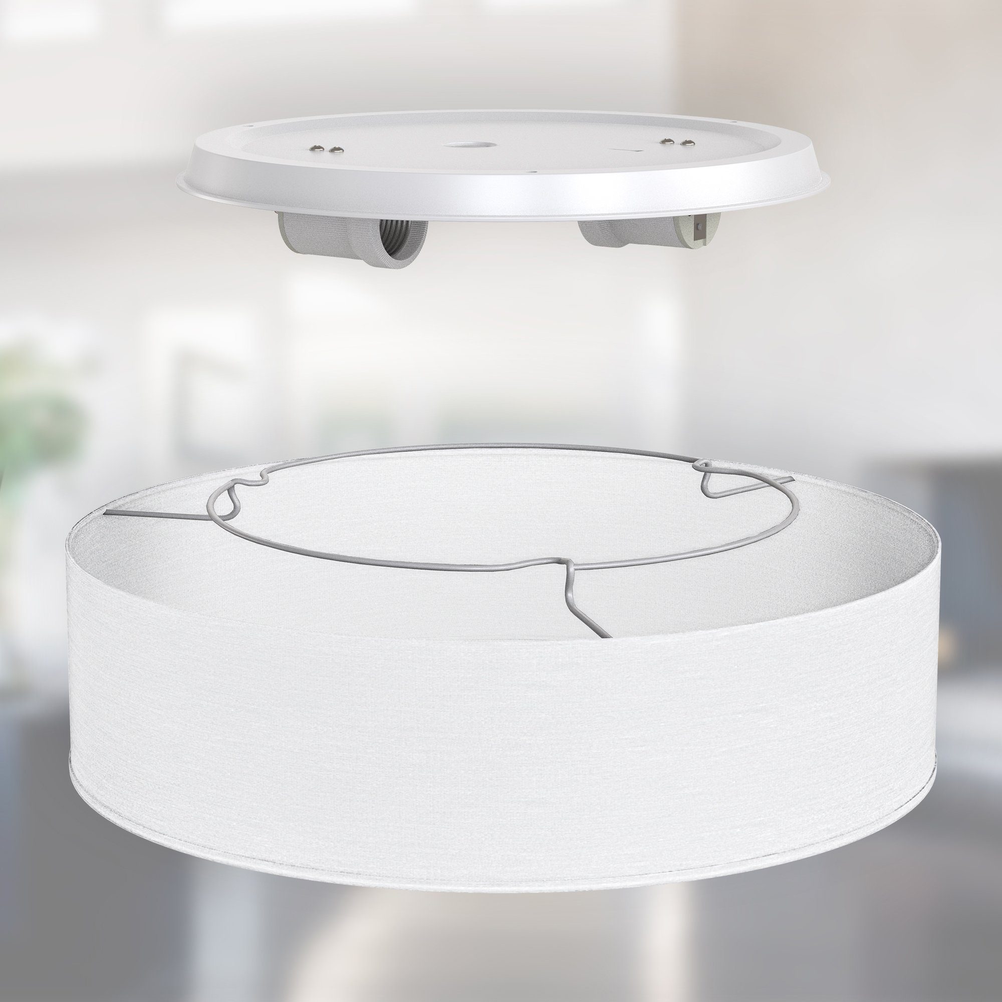 B.K.Licht Led-plafondlamp LED plafondlamp textielschaal woonkamer slaapkamer taupe 2xE27