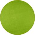 hanse home vloerkleed shashi robuust laagpolig vloerkleed, unikleur, in kleur bijpassende afhechting, woonkamer, slaapkamer, werkkamer, robuust, gemakkelijk in onderhoud groen