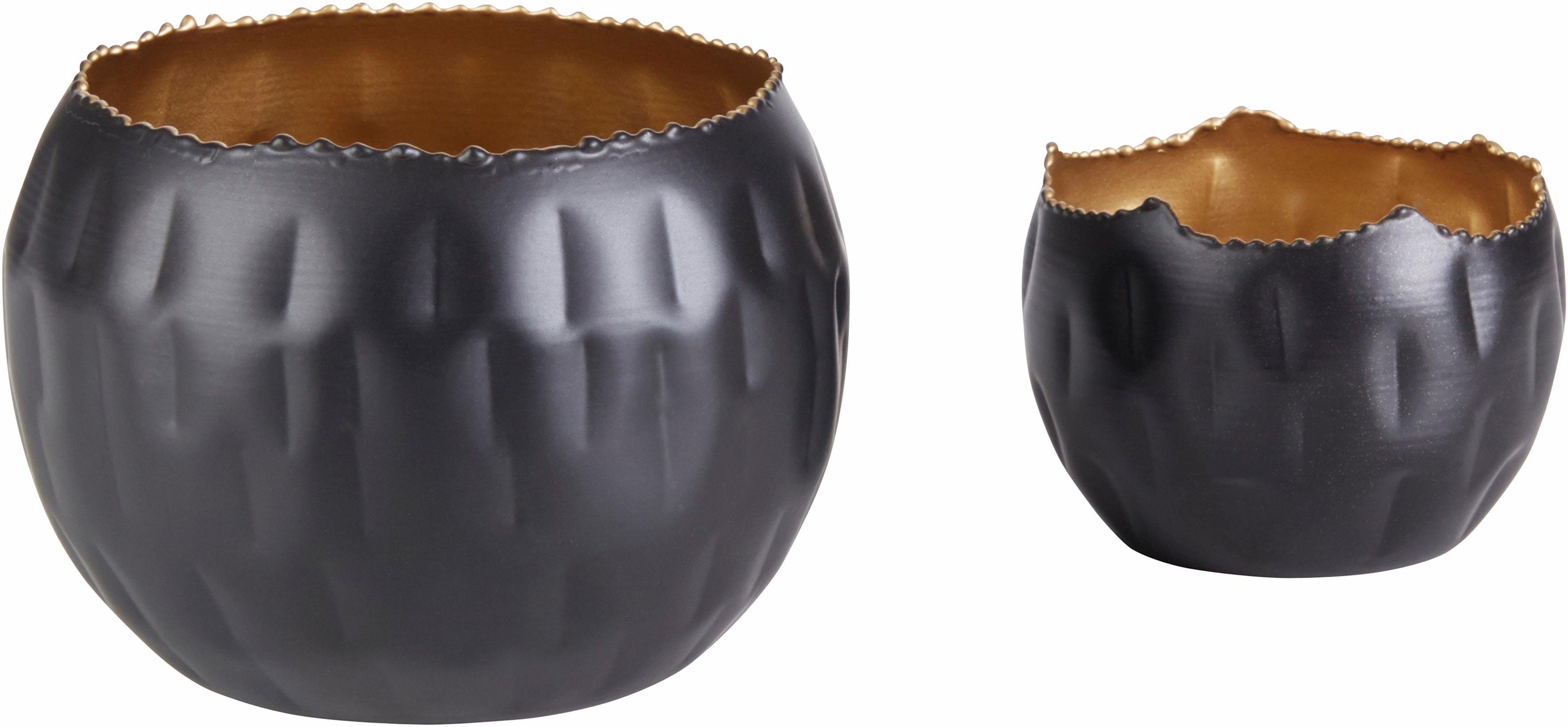 Home affaire Waxinelichthouder Black&gold (set, 2 stuks)