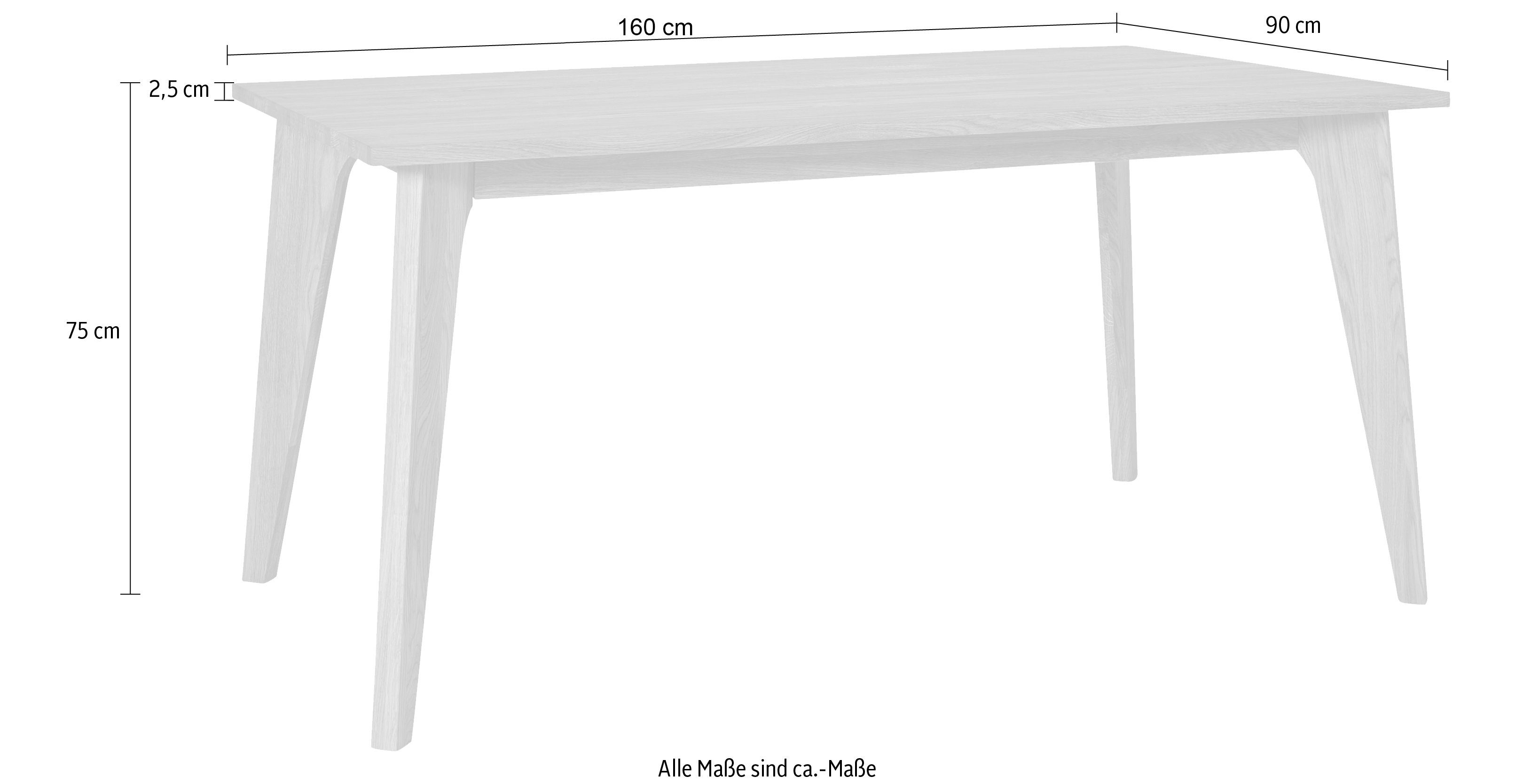 andas Eettafel Amali Van massief eiken, in 3 breedten