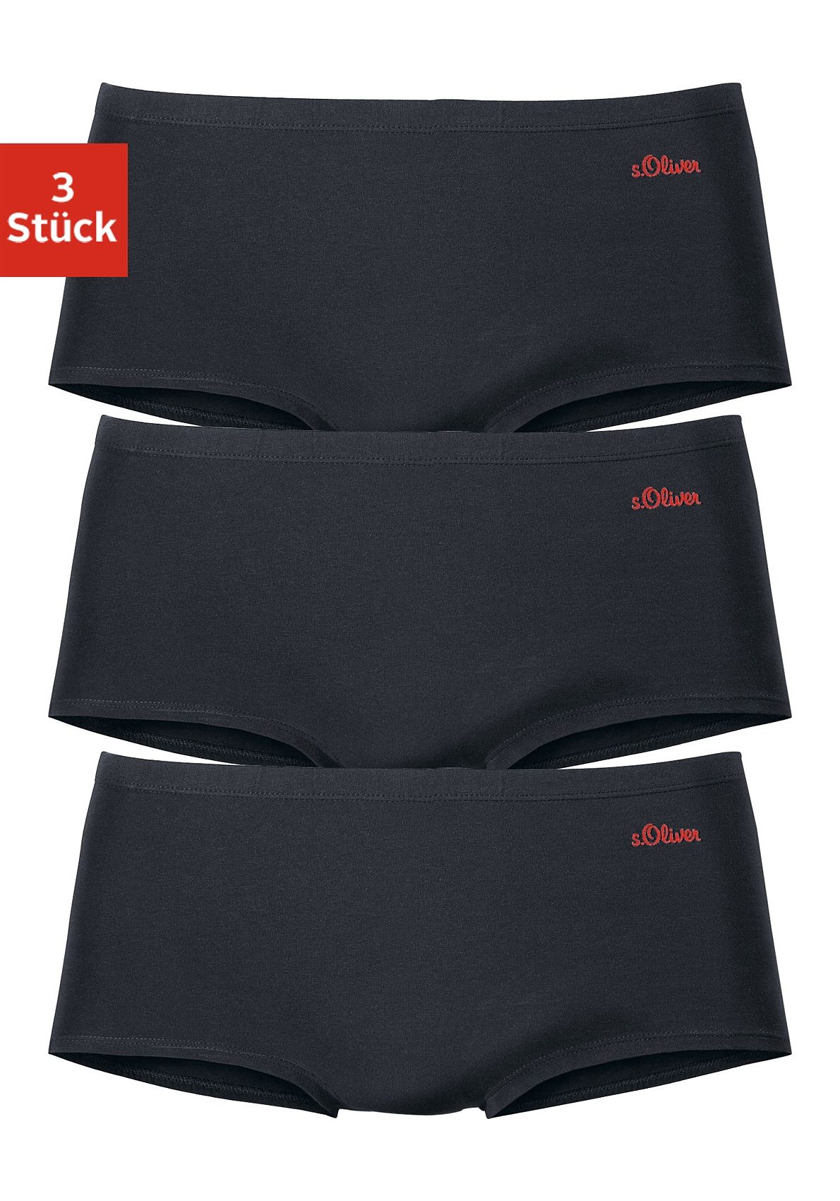 s.Oliver RED LABEL Beachwear Hipster elastische katoenkwaliteit (3 stuks)