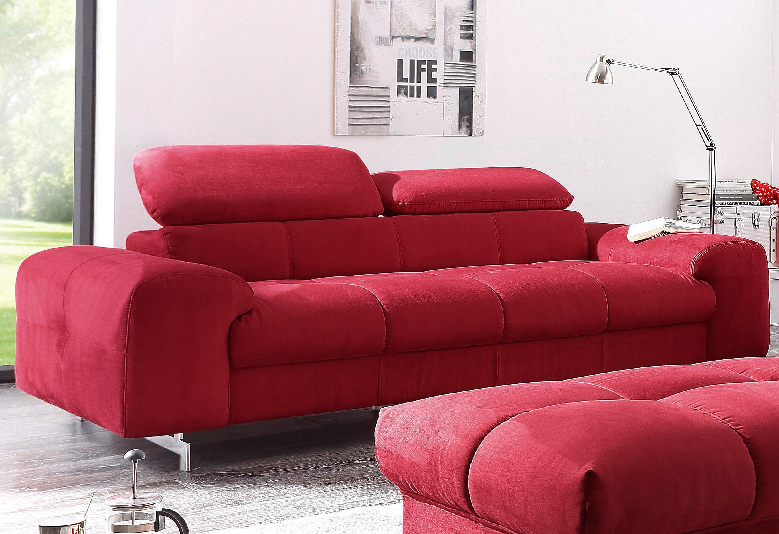 COTTA 3-zitsbank Chef Big-sofa met verstelbare rugleuning, elegante metalen poten