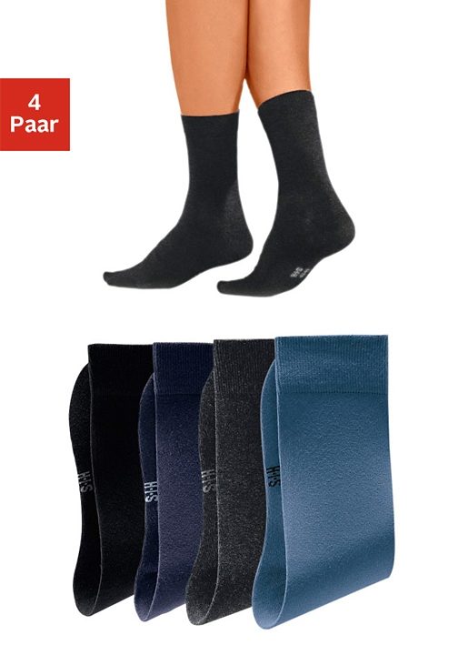 H.I.S Basic sokken met een hoog katoengehalte (set, 4 paar)