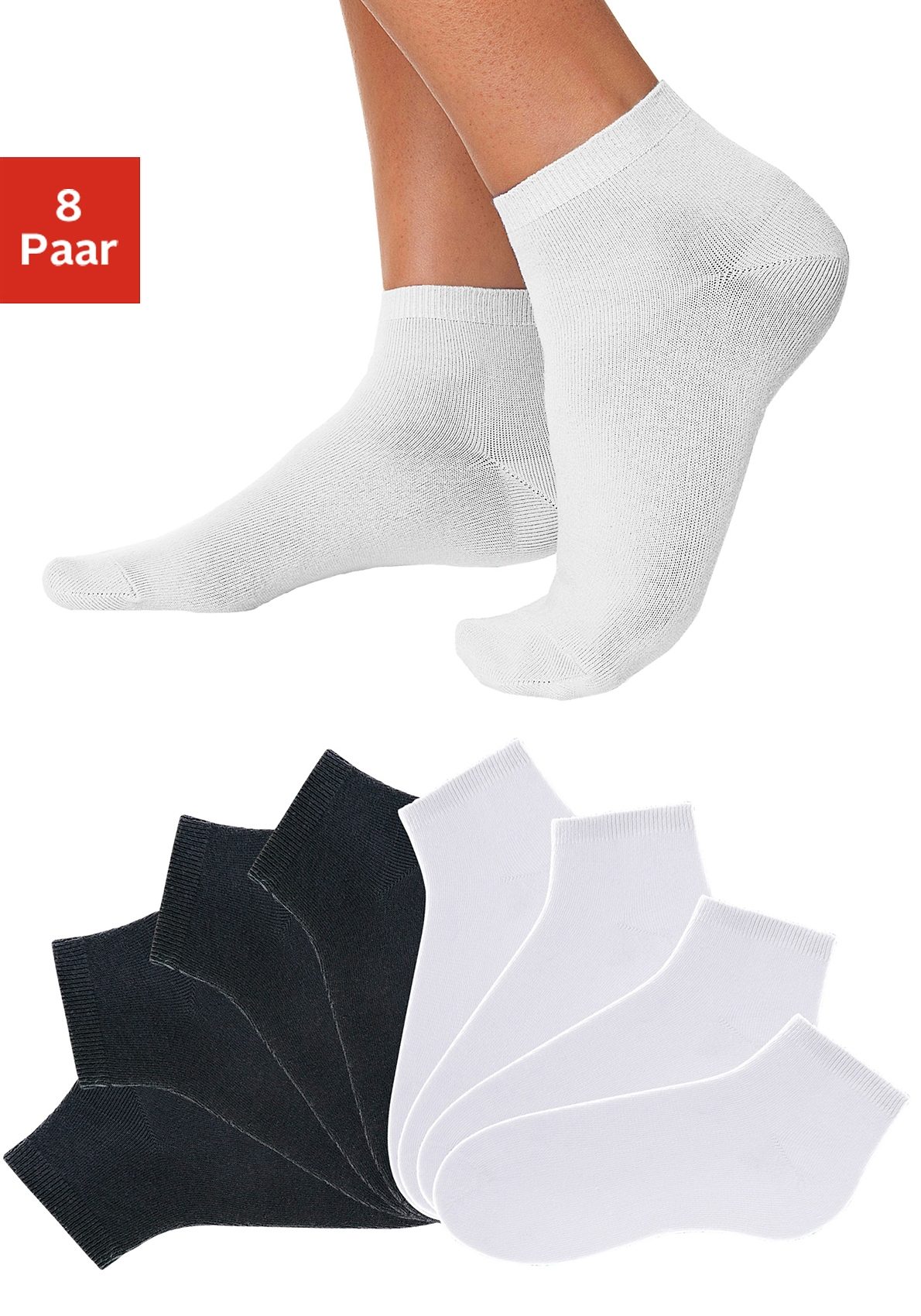 Go in Korte sokken uni in basic kleuren (set, 8 paar) unisex sportsokken maat 35-38 zwart