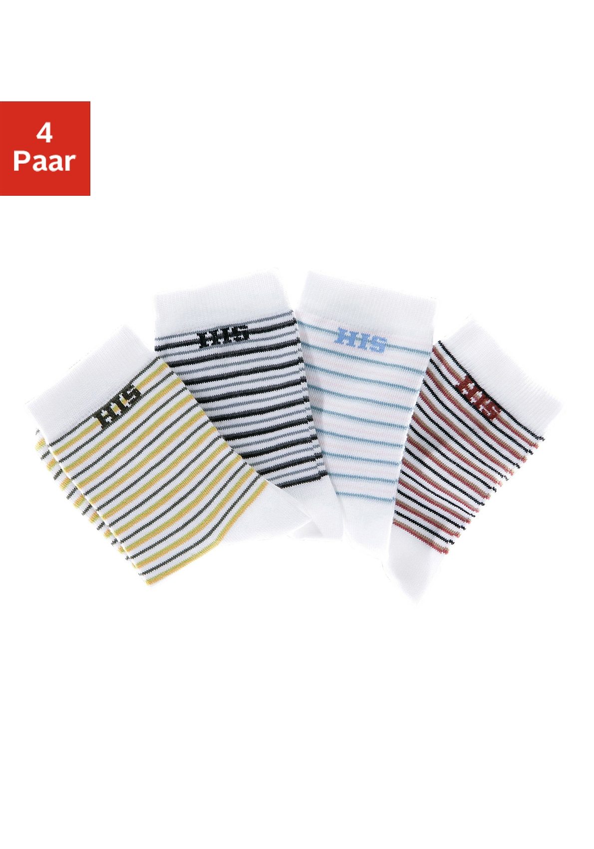 H.I.S Basic sokken met ingebreid logo (set, 4 paar)