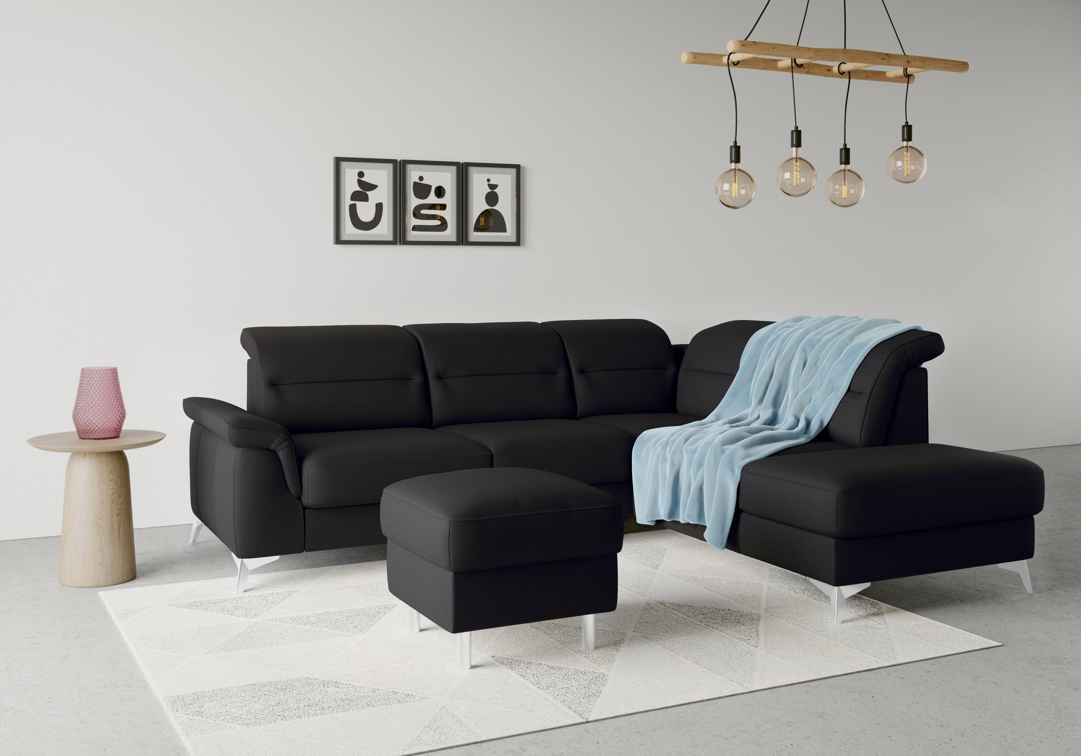 sit&more Hoekbank Sinatra L-vorm met ottomane, optioneel met verstelbare hoofdsteun en armleuning