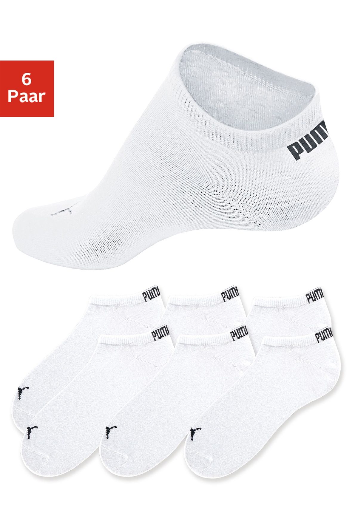 PUMA Sneakersokken met ingebreid logo (6 paar)