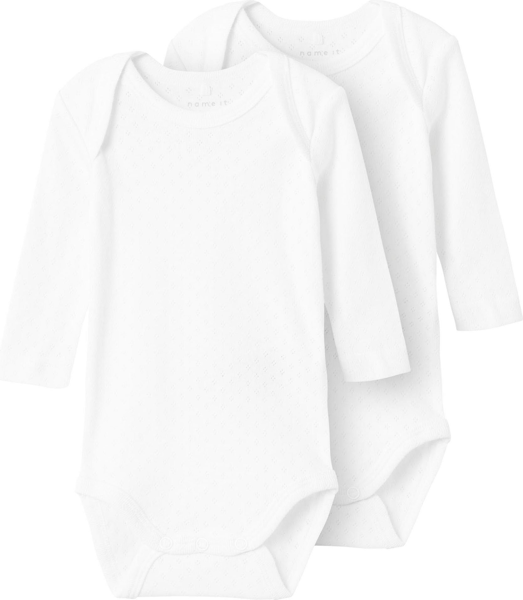 Name It Body met lange mouwen NBFBODY 2P LS WHITE NEEDLEDROP NOOS (2-delig, Set van 2)