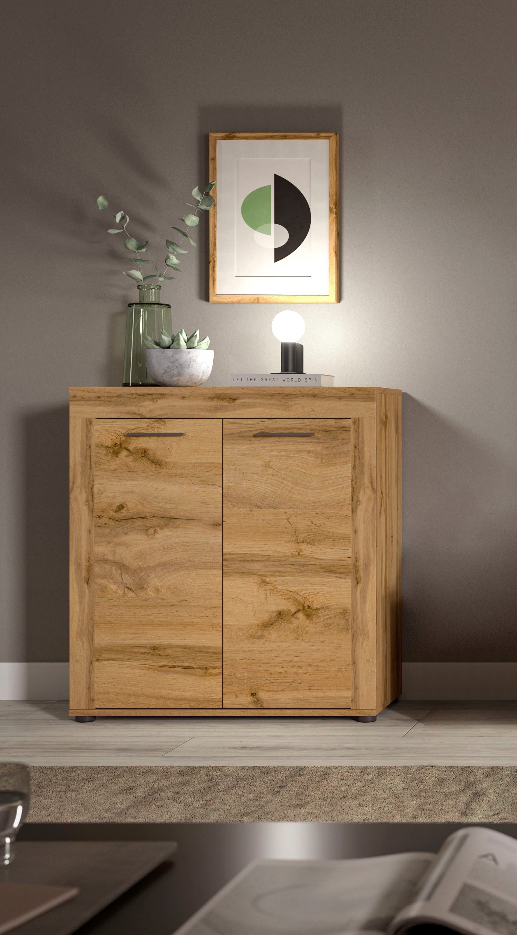 INOSIGN Highboard Aosta, Hoogte 88 cm, in verschillende kleuren met 2 deuren en 3 vakken, woonkamer, commode, kast