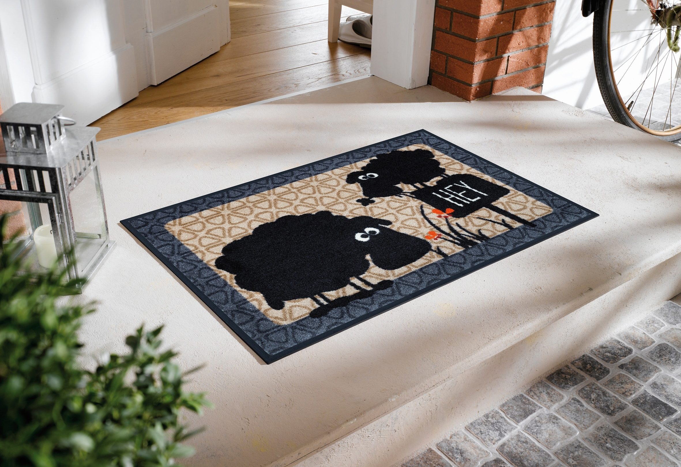 wash+dry by Kleen-Tex Mat Gertrud & Elsbeth Inloopmat, motief schapen, met tekst, wasbaar